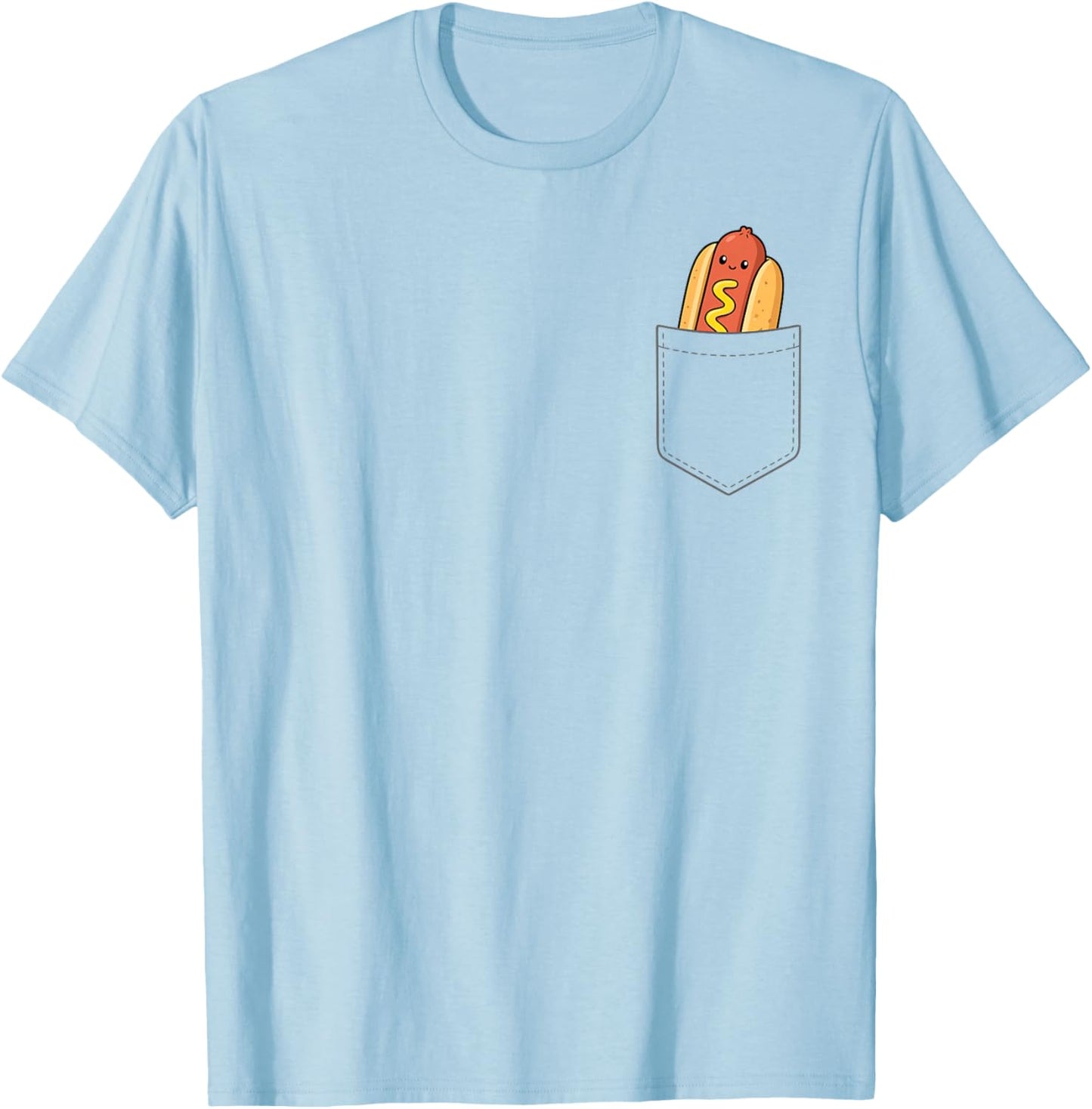 Hot Dog in Pocket Fast Food Lover Foodie Funny Pocket Hotdog T-Shirt - T-Shirt | Light Blue