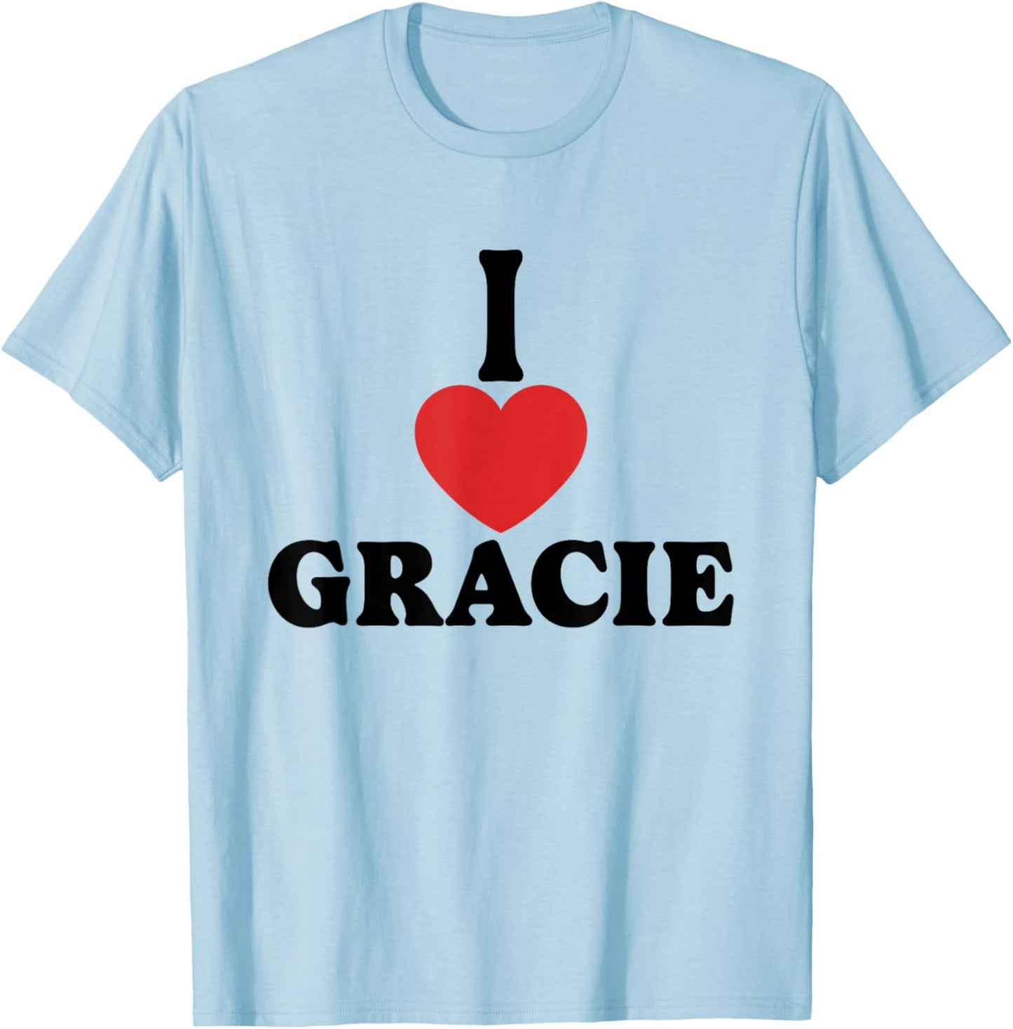 Personalized Name Gracie I Love Gracie Heart Groovy T-Shirt - T-Shirt | Light Blue