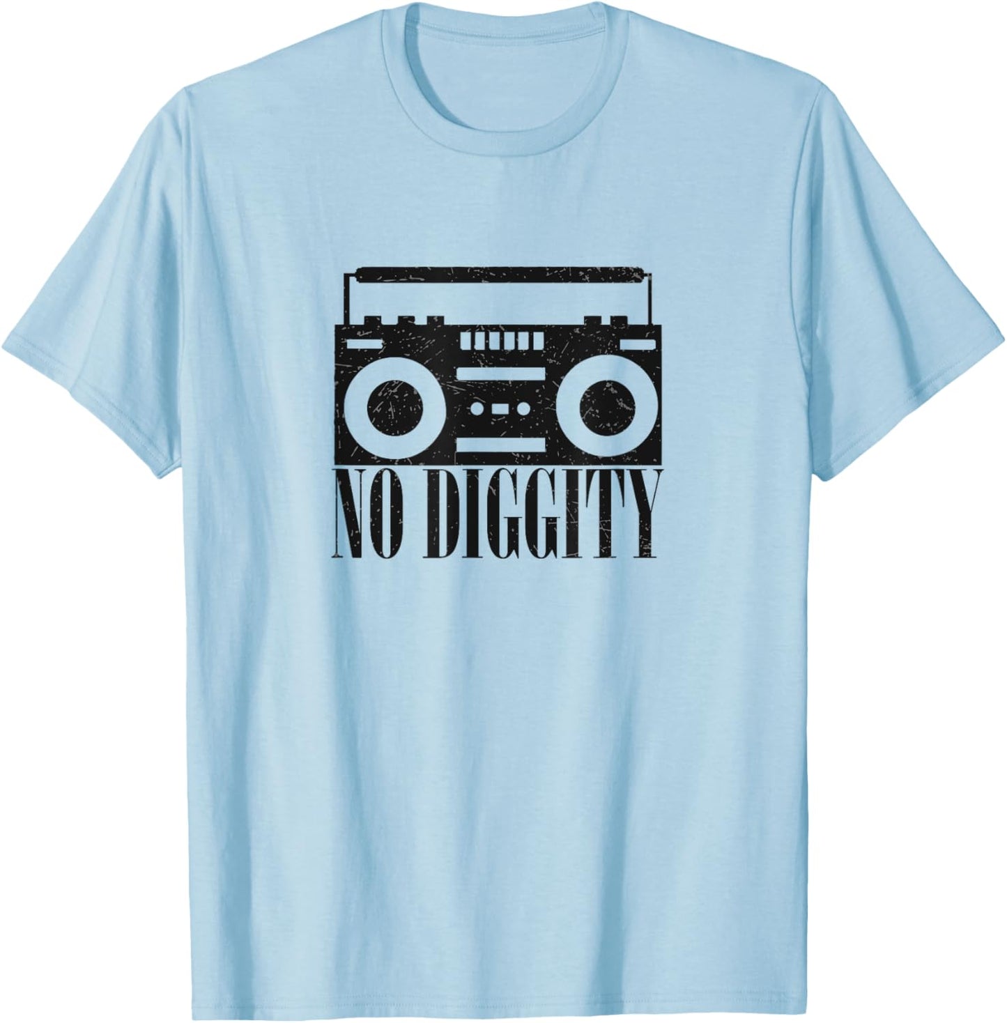 "No Diggity" Retro Boombox Graphic Old School Hip Hop T-Shirt - T-Shirt | Light Blue