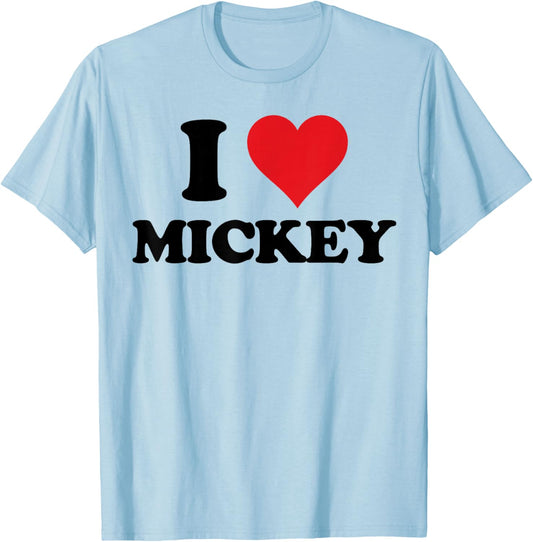 I Heart Mickey First Name I Love Custom Stuff T-Shirt - T-Shirt | Light Blue
