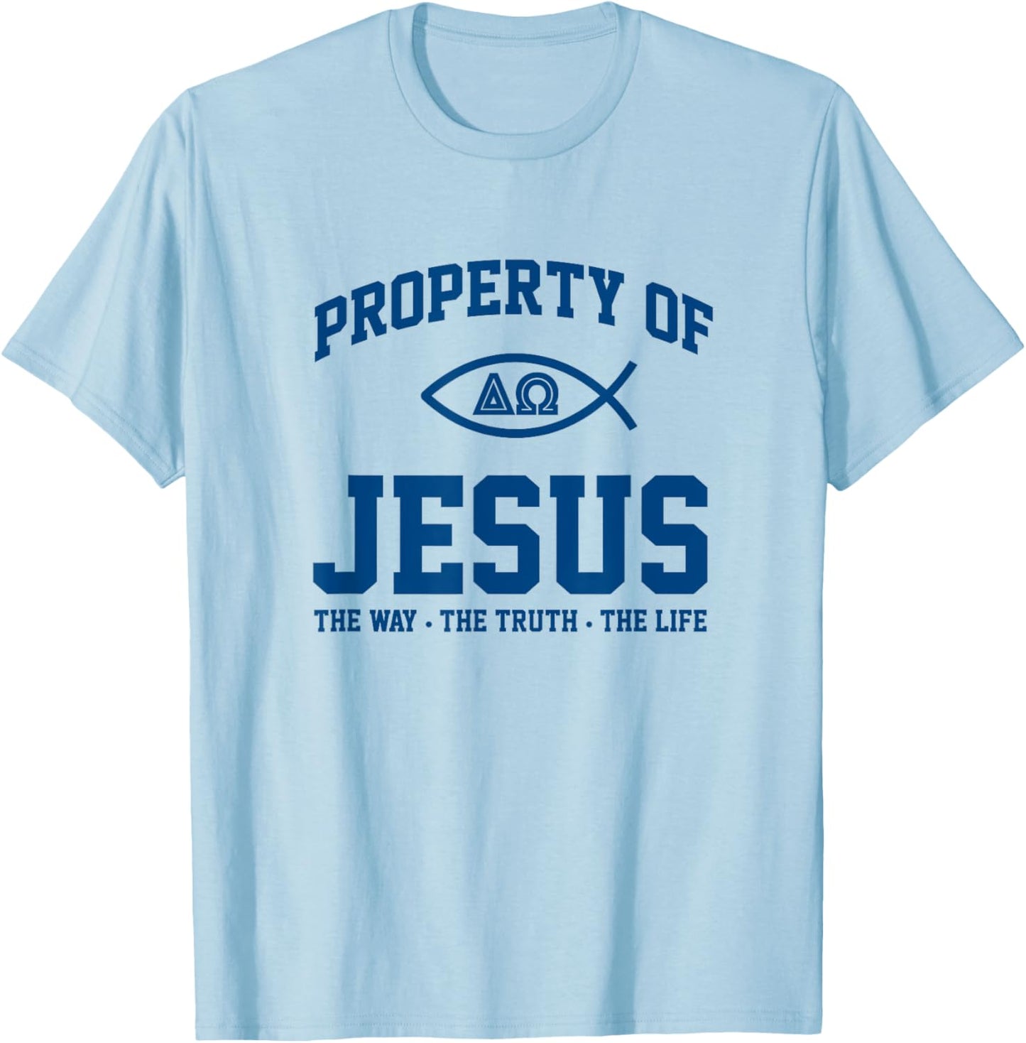 Christian Shirt - Property of Jesus Throwback Gym T-Shirt - T-Shirt | Light Blue