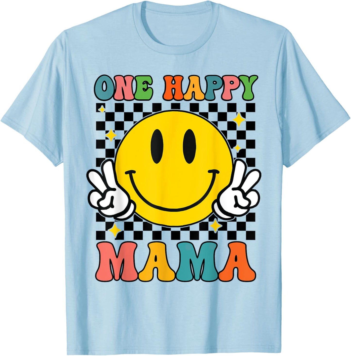 One Happy Dude Mama Happy Face 1st Birthday Family Matching T-Shirt - T-Shirt | Light Blue