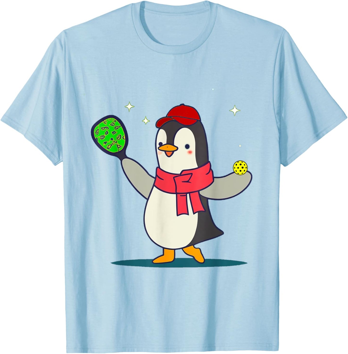 Smileteessports Funny Penguin Playing Pickleball Sports T-Shirt - T-Shirt | Light Blue