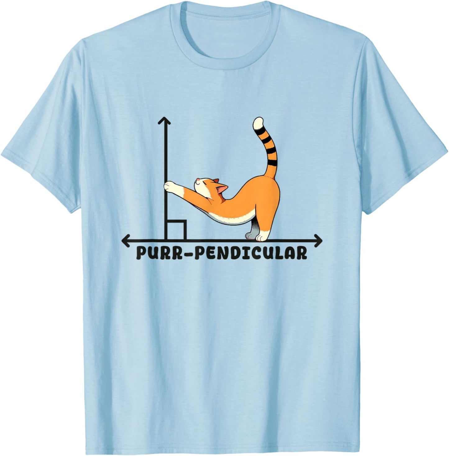 Cute Math Cat Lover Purr-Pendicular Kitten Math Pun Geometry T-Shirt - T-Shirt | Light Blue