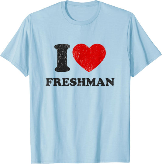 I Heart Freshman Vintage Red Heart First Year Student Frosh T-Shirt - T-Shirt | Light Blue