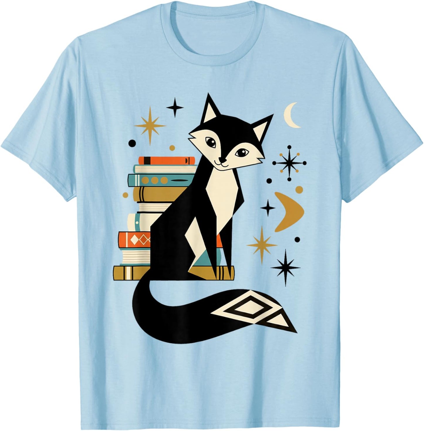 Vintage Retro Mid-Century Modern Look Fox 50s 60s Style T-Shirt - T-Shirt | Light Blue