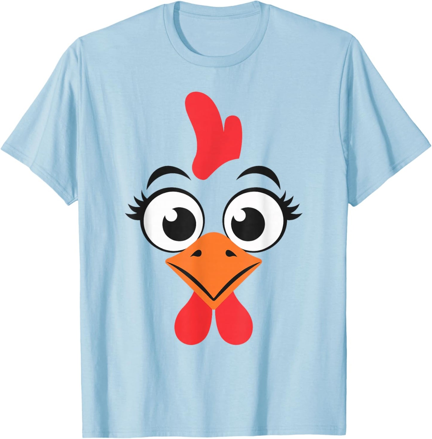 Chicken Shirt Adult Kids Men Women Chicken Hen Face Costume T-Shirt - T-Shirt | Light Blue