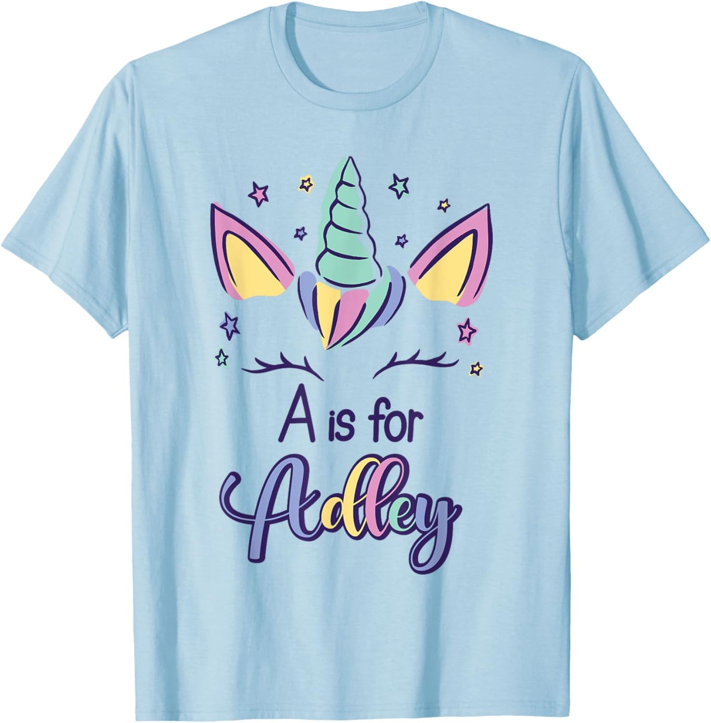 First Name Adley Personalized A Is For Adley T-Shirt - T-Shirt | Light Blue