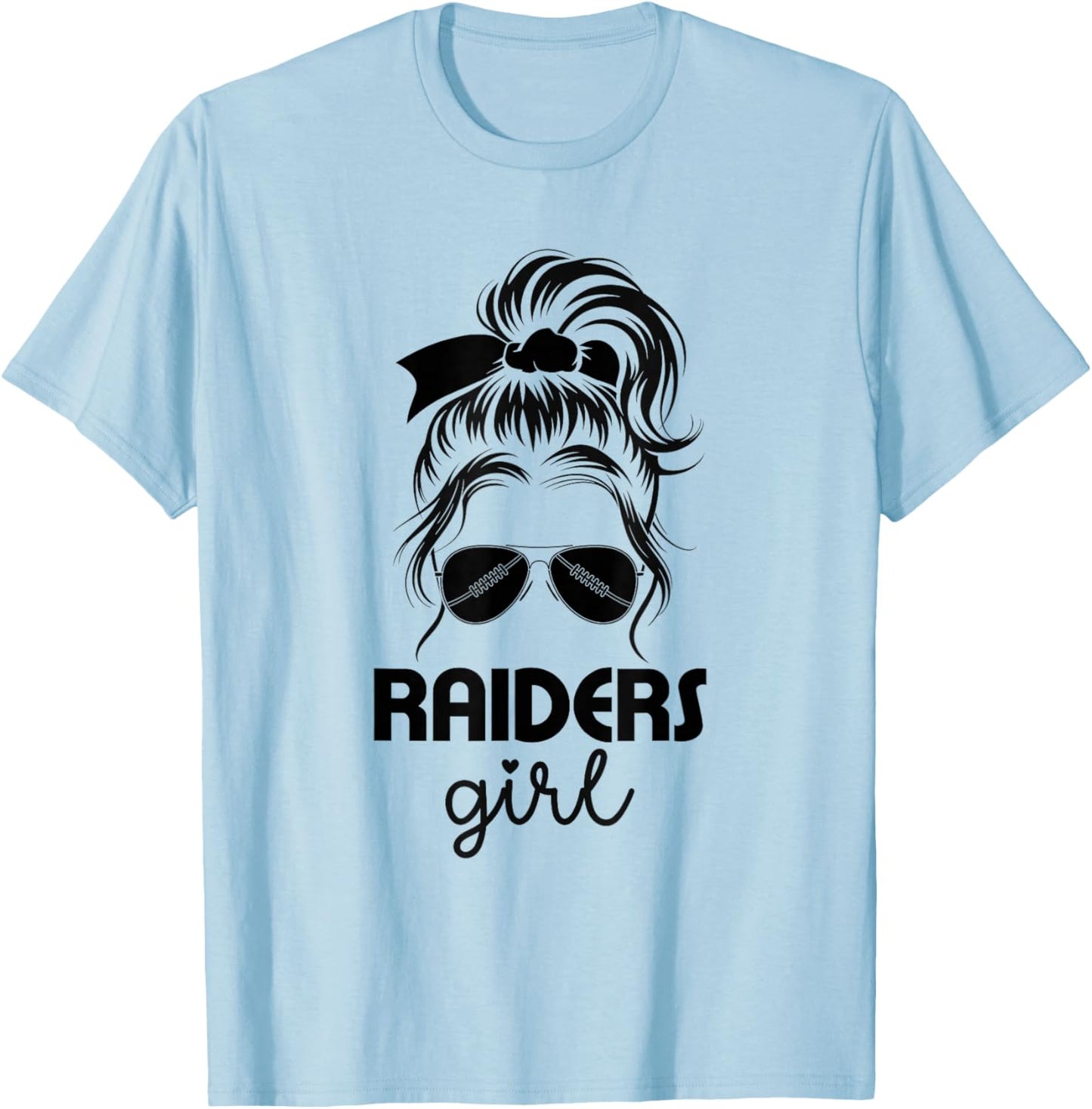 Raiders Girl Messy Bun - Love Raiders T-Shirt - T-Shirt | Light Blue