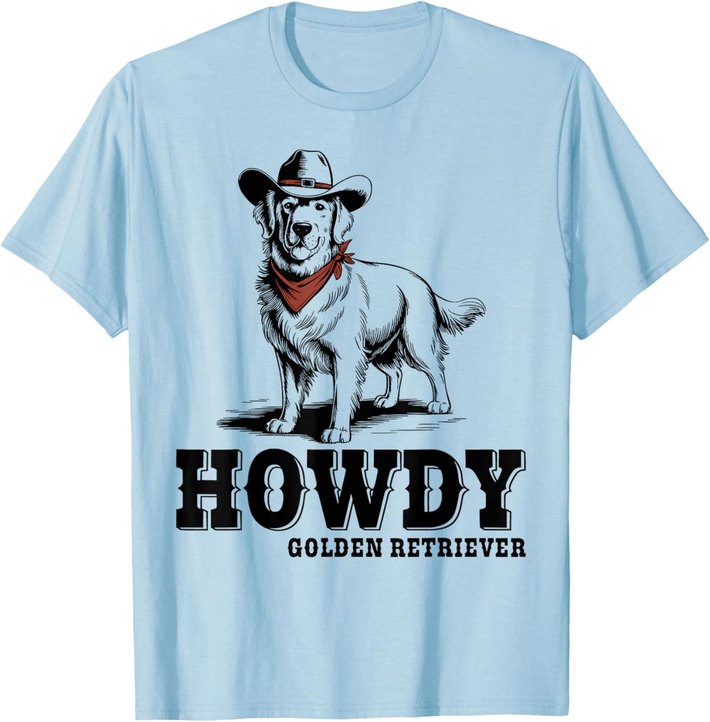 Howdy Golden Retriever Cowboy Vintage Dog Lovers T-Shirt - T-Shirt | Light Blue