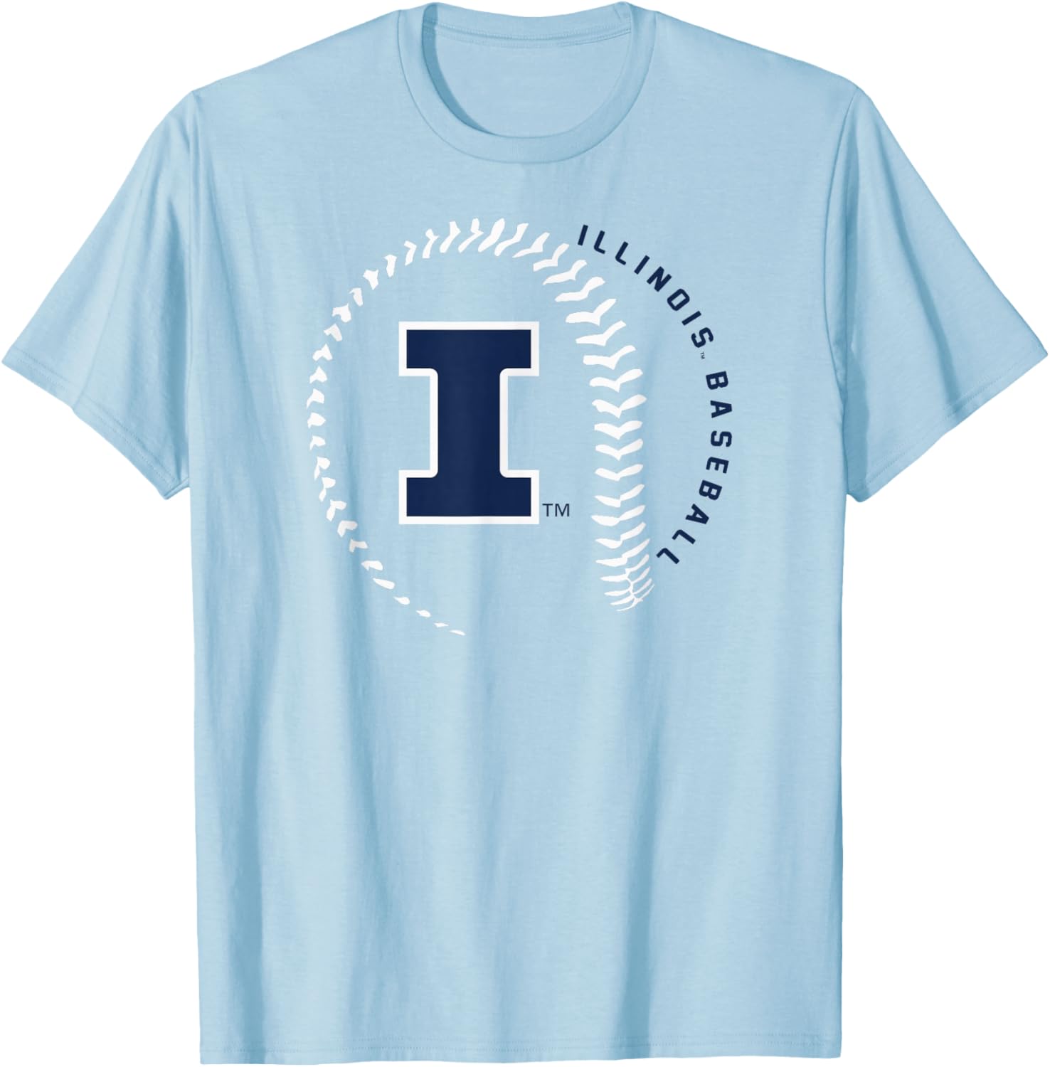 Illinois Fighting Illini Baseball Fastball Orange T-Shirt - T-Shirt | Light Blue