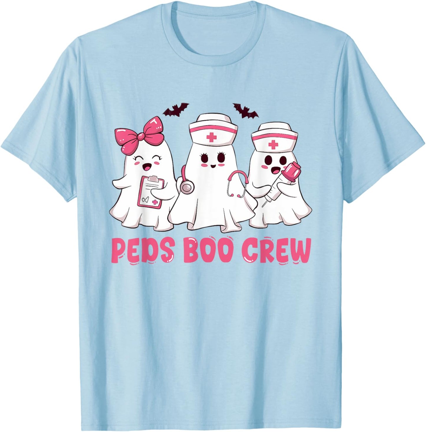 Pediatric Nurse shirt Halloween Peds Boo Crew Halloween T-Shirt - T-Shirt | Light Blue