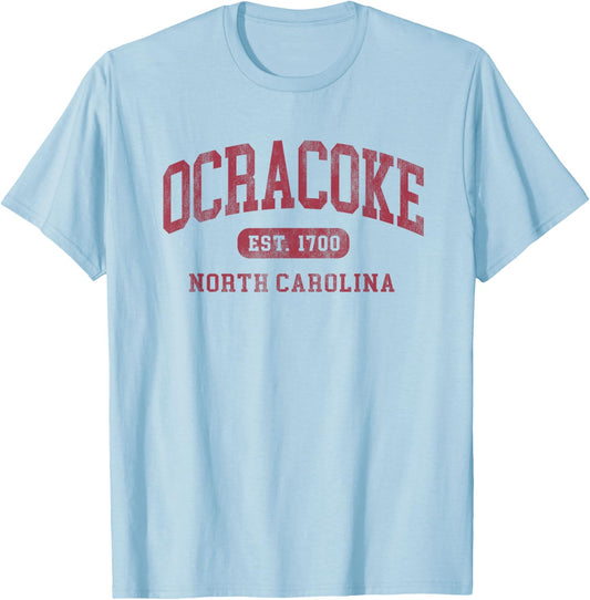 Ocracoke North Carolina Vintage Established 1700 Souvenir T-Shirt - T-Shirt | Light Blue