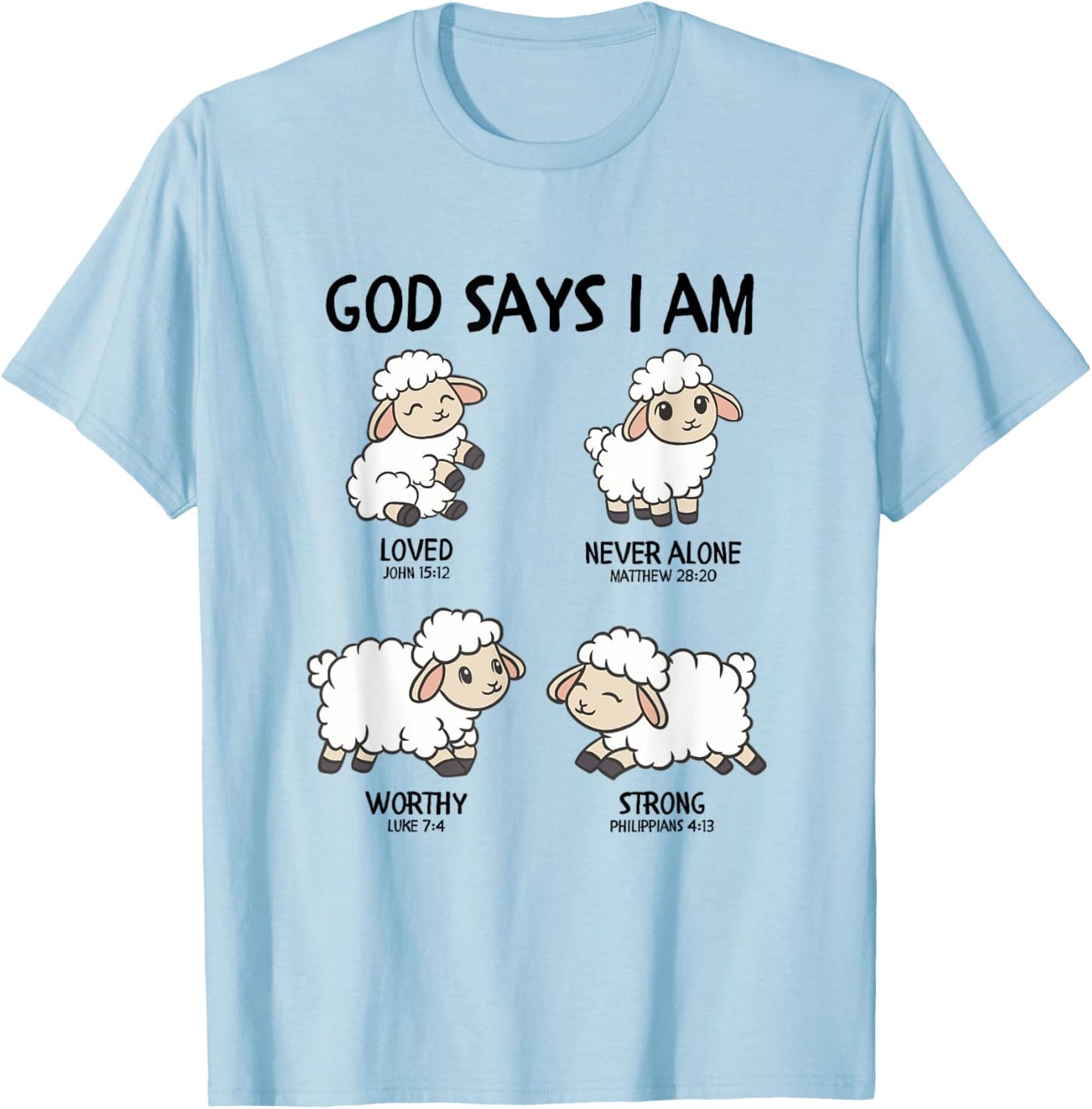 God Says I Am Sheep Toddler Kids Farm Bible Verse T-Shirt - T-Shirt | Light Blue