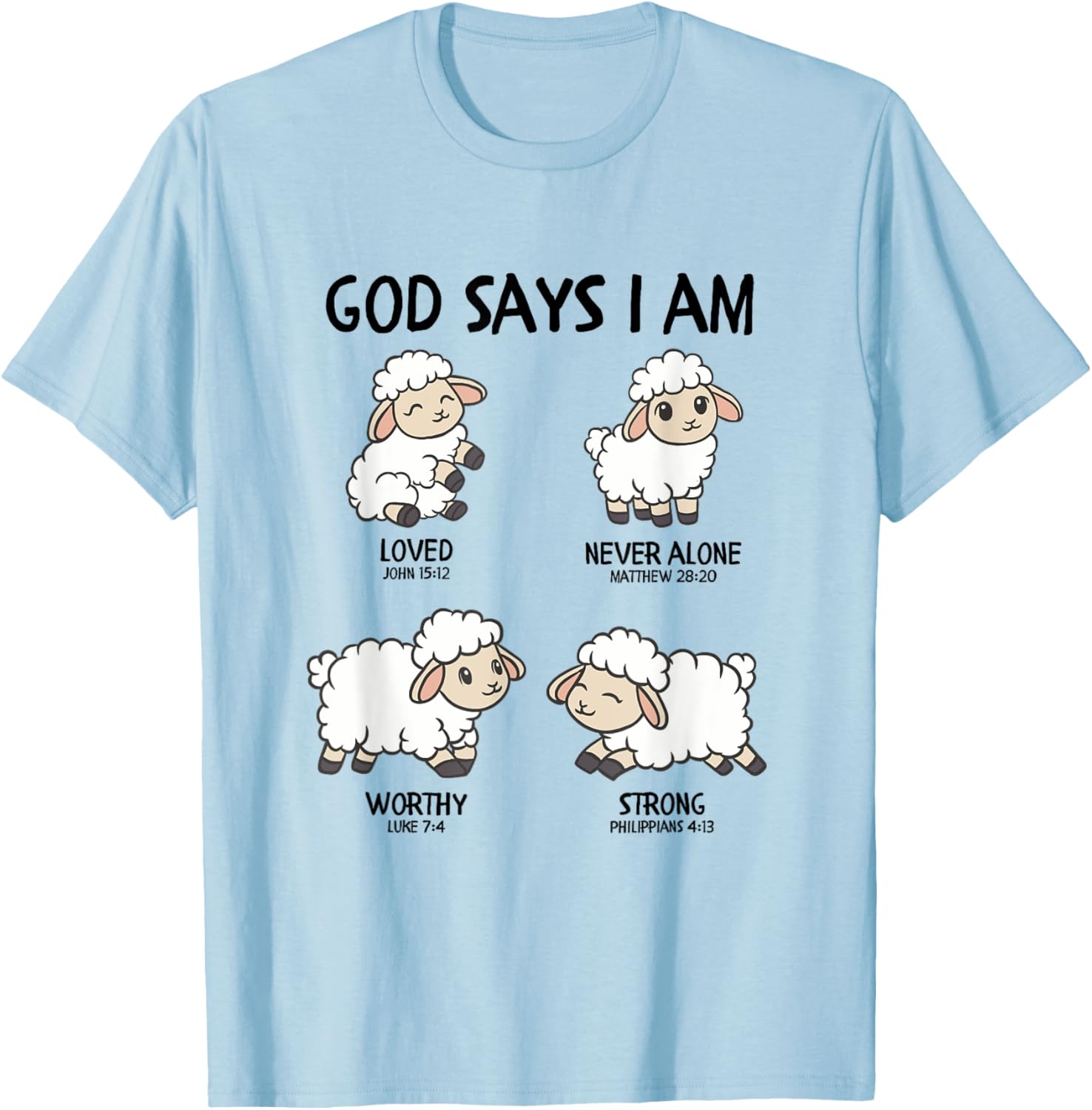 God Says I Am Sheep Toddler Kids Farm Bible Verse T-Shirt - T-Shirt | Light Blue