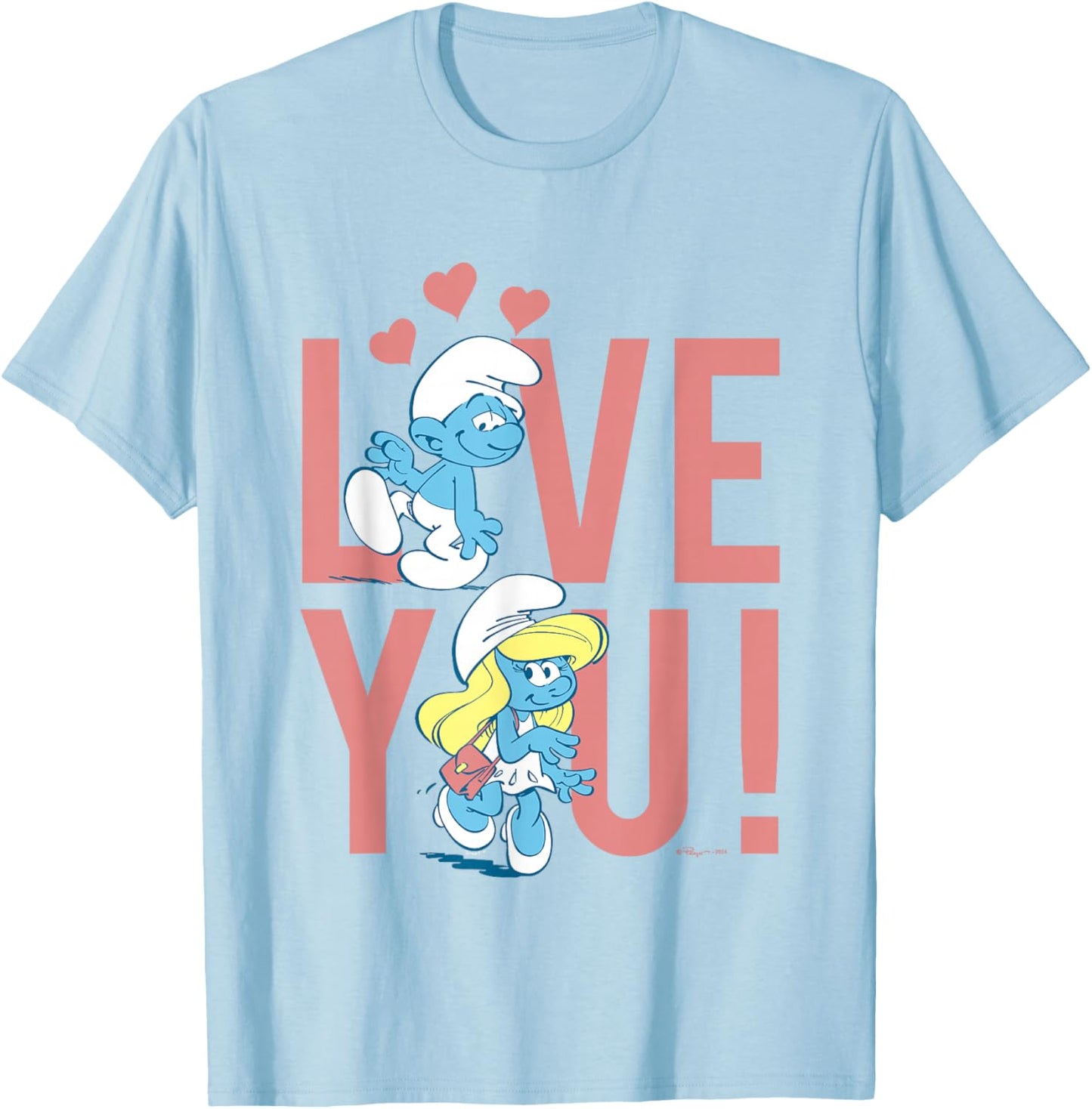 The Smurfs Valentine's Day Love You! Smurfs In Love Big Logo T-Shirt - T-Shirt | Light Blue