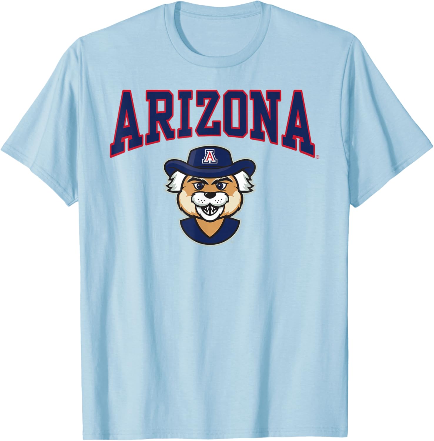 Arizona Wildcats Wilbur Mascot White Officially Licensed T-Shirt - T-Shirt | Light Blue