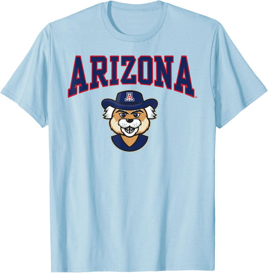 Arizona Wildcats Wilbur Mascot White Officially Licensed T-Shirt - T-Shirt | Light Blue