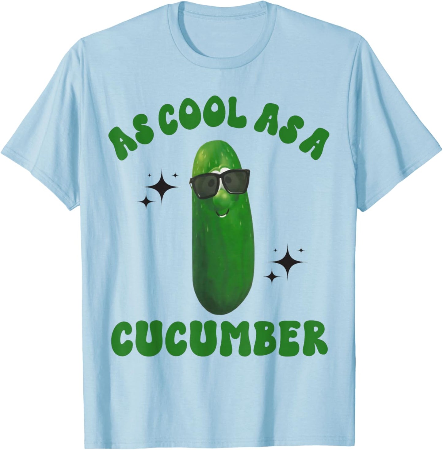 As Cool As a Cucumber Funny Cucumber In Sunglusses Design , Small, Grey T-Shirt - T-Shirt | Light Blue