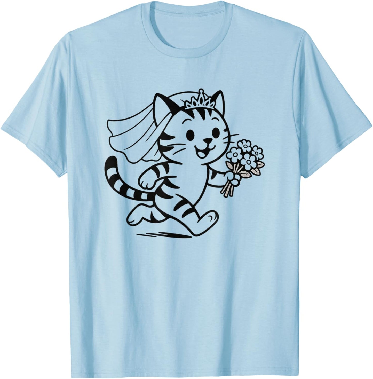 Mariée de Mariage Chat Mignon T-Shirt - T-Shirt | Light Blue
