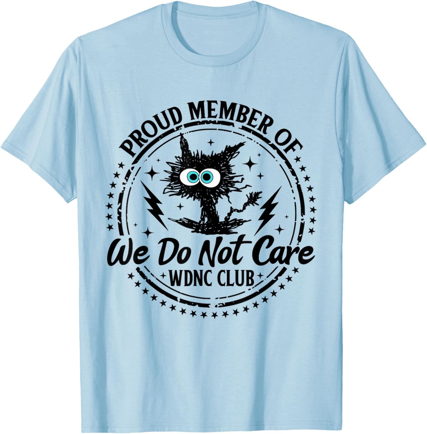 Vintage Proud Member of WDNC Club Black Cat T-Shirt - T-Shirt | Light Blue