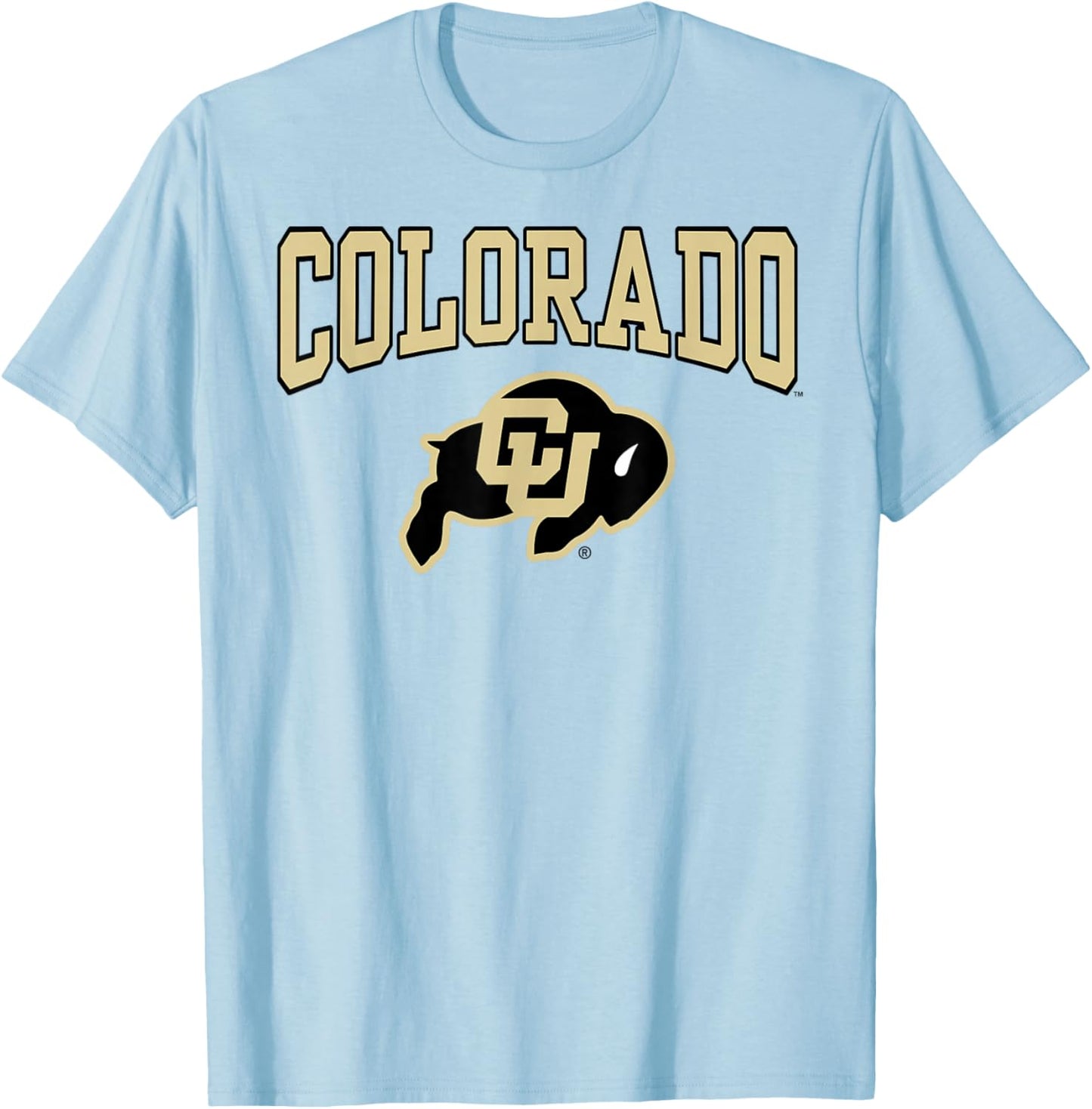 Elite Authentics Colorado Buffaloes Arched Logo Officially Licensed T-Shirt - T-Shirt | Light Blue