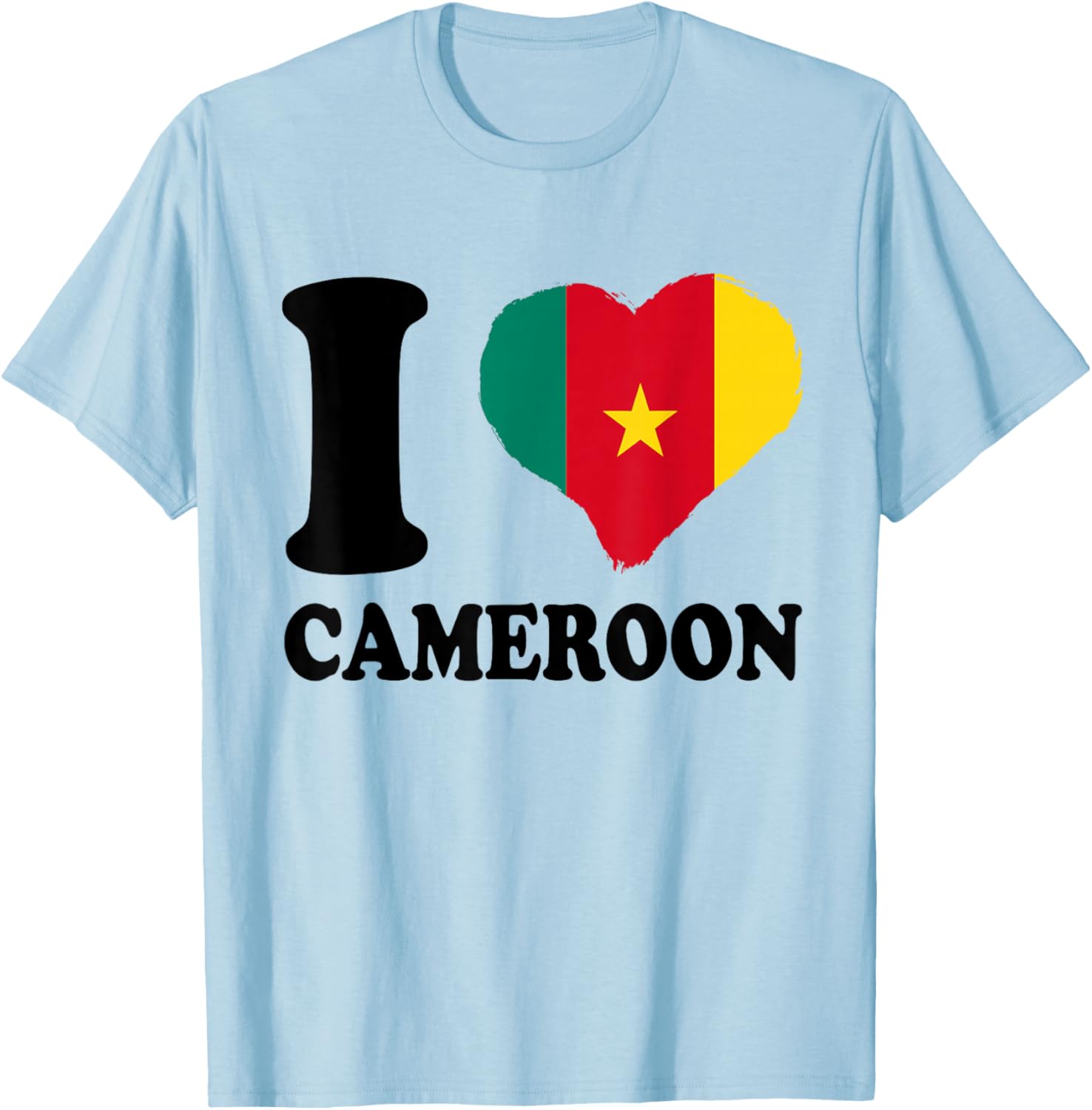 Cameroonian Flag I Love Cameroon Cameroonian Pride Heart T-Shirt - T-Shirt | Light Blue