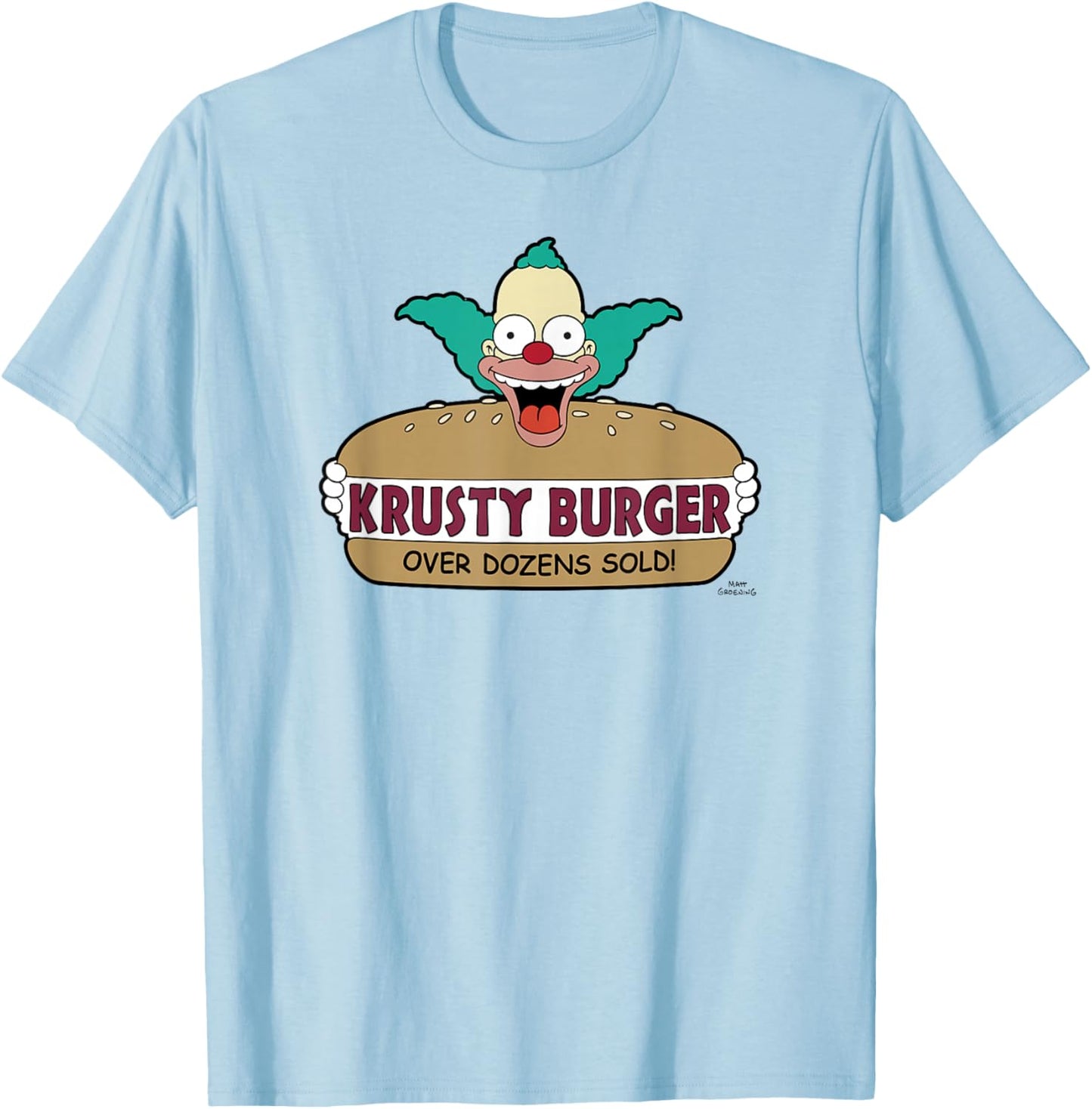 The Simpsons Krusty Burger Over Dozens Sold T-Shirt - T-Shirt | Light Blue
