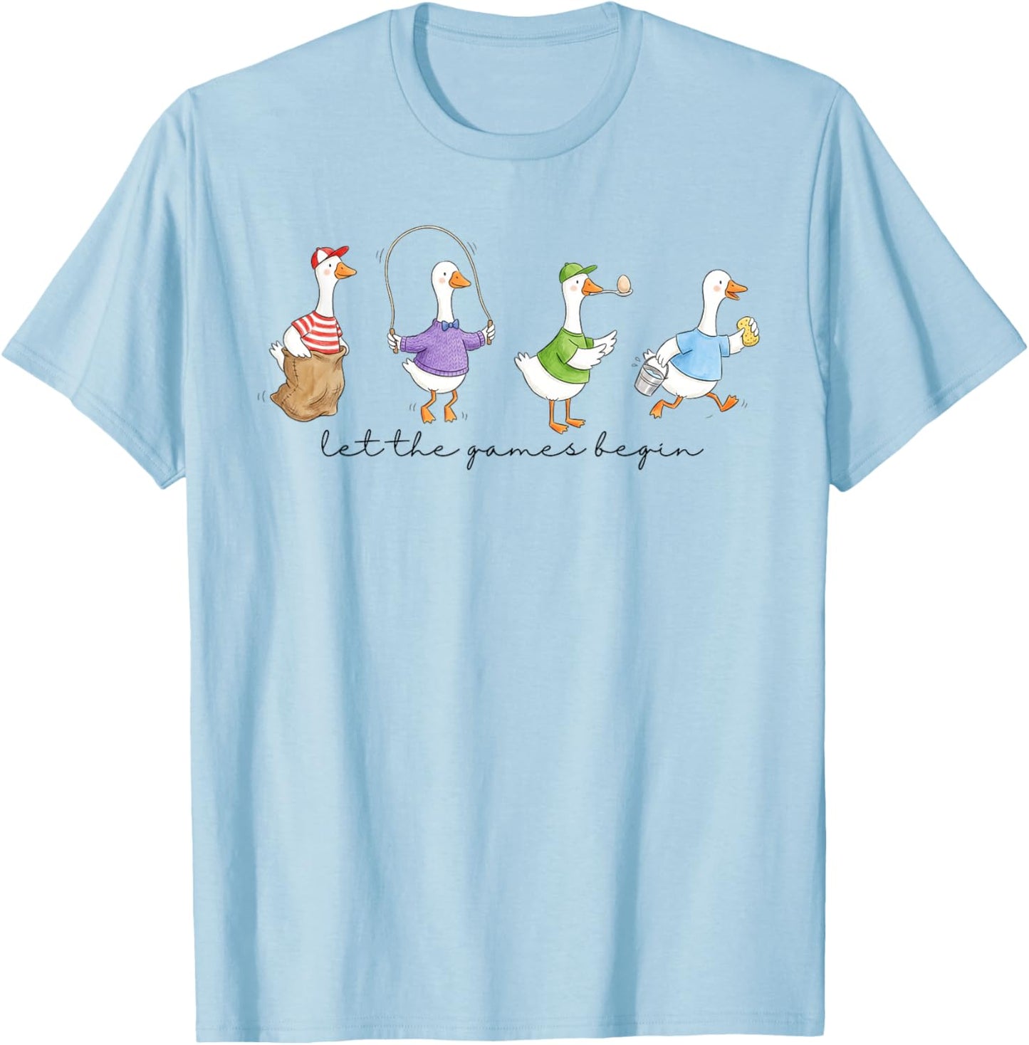 Let The Games Begin Field Day Silly Goose Teacher Student T-Shirt - T-Shirt | Light Blue