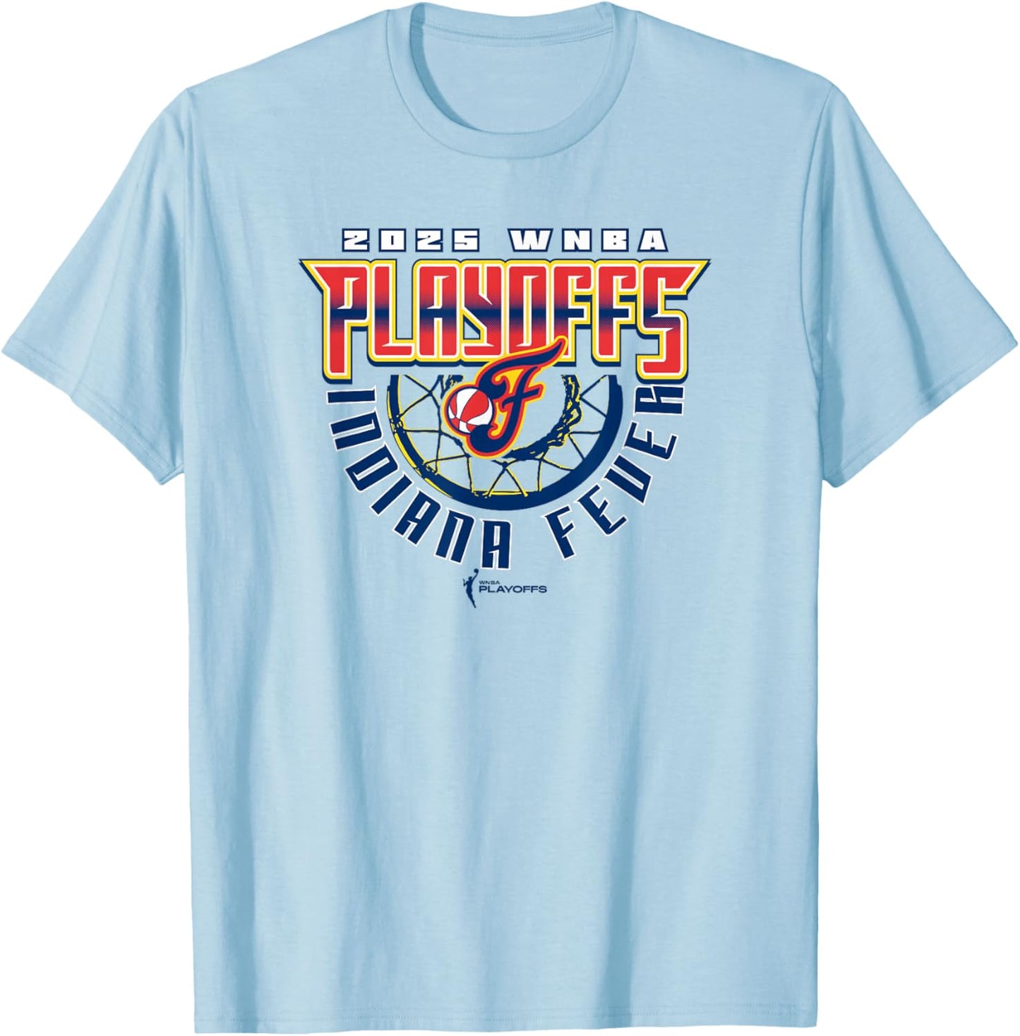 WNBA Official Indiana Fever 2025 Playoffs Above The Rim T-Shirt - T-Shirt | Light Blue