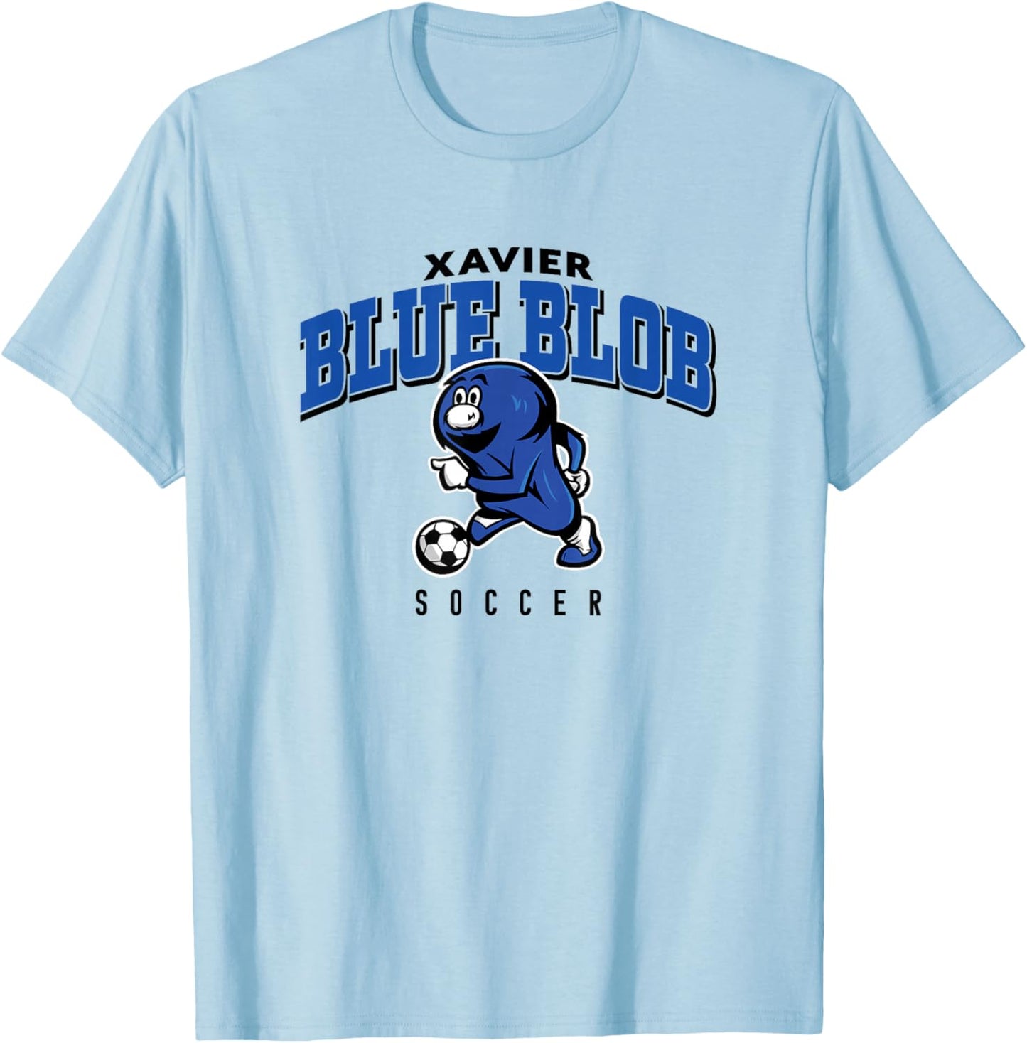 Xavier University Musketeers Blue Blob Soccer Arched T-Shirt - T-Shirt | Light Blue