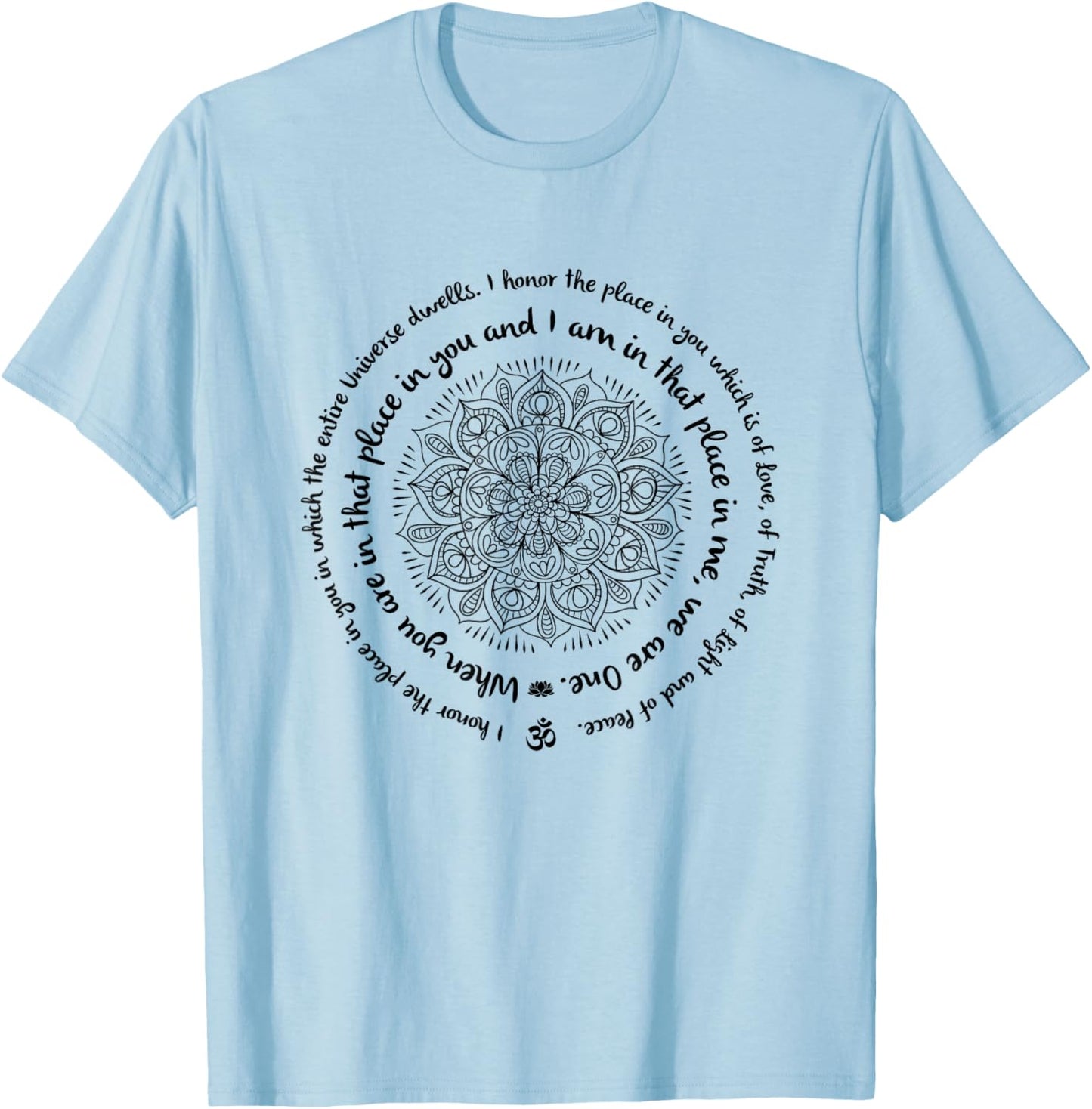 WE ARE ONE Namaste Happy Zen Yoga Meditation Mandala Design T-Shirt - T-Shirt | Light Blue