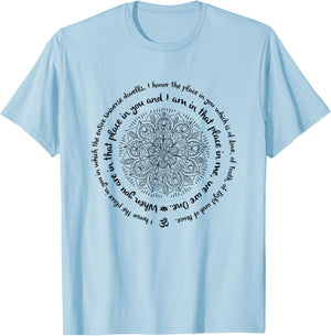 WE ARE ONE Namaste Happy Zen Yoga Meditation Mandala Design T-Shirt - T-Shirt | Light Blue