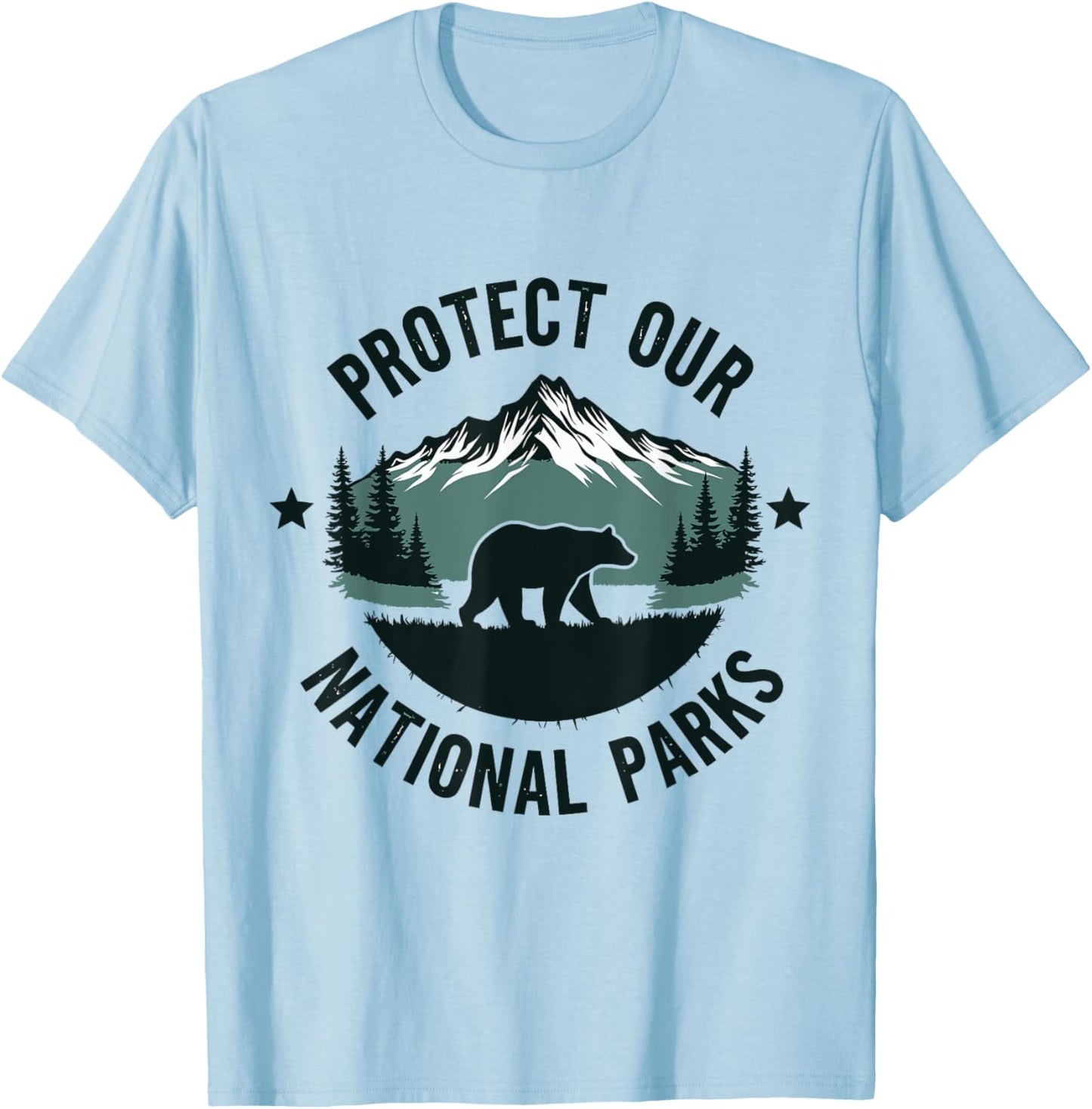 Protect Our National Parks Retro Forest Nature T-Shirt - T-Shirt | Light Blue