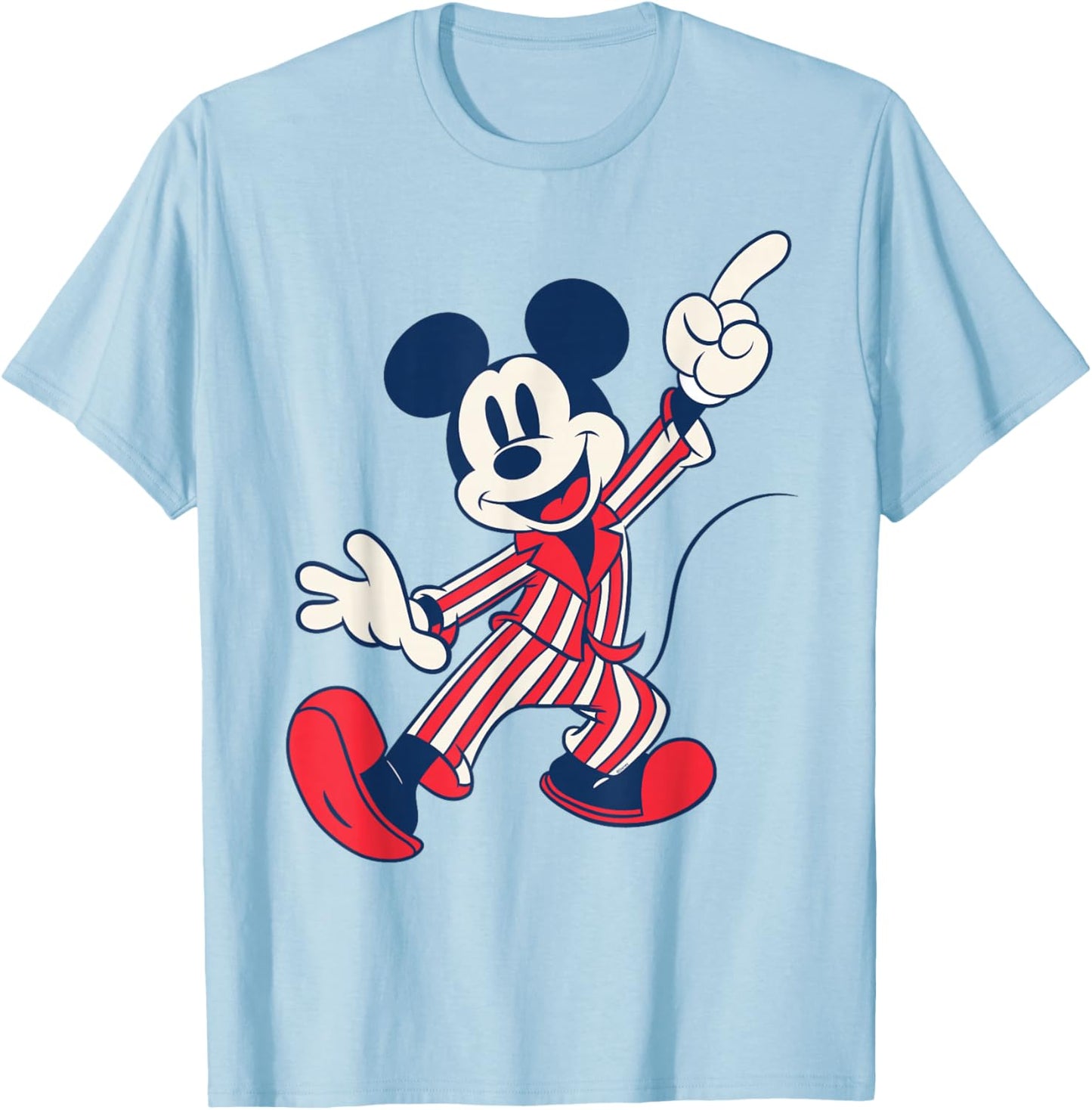 Disney Mickey Mouse Striped Pajamas Slumber Party PJs Pose T-Shirt - T-Shirt | Light Blue
