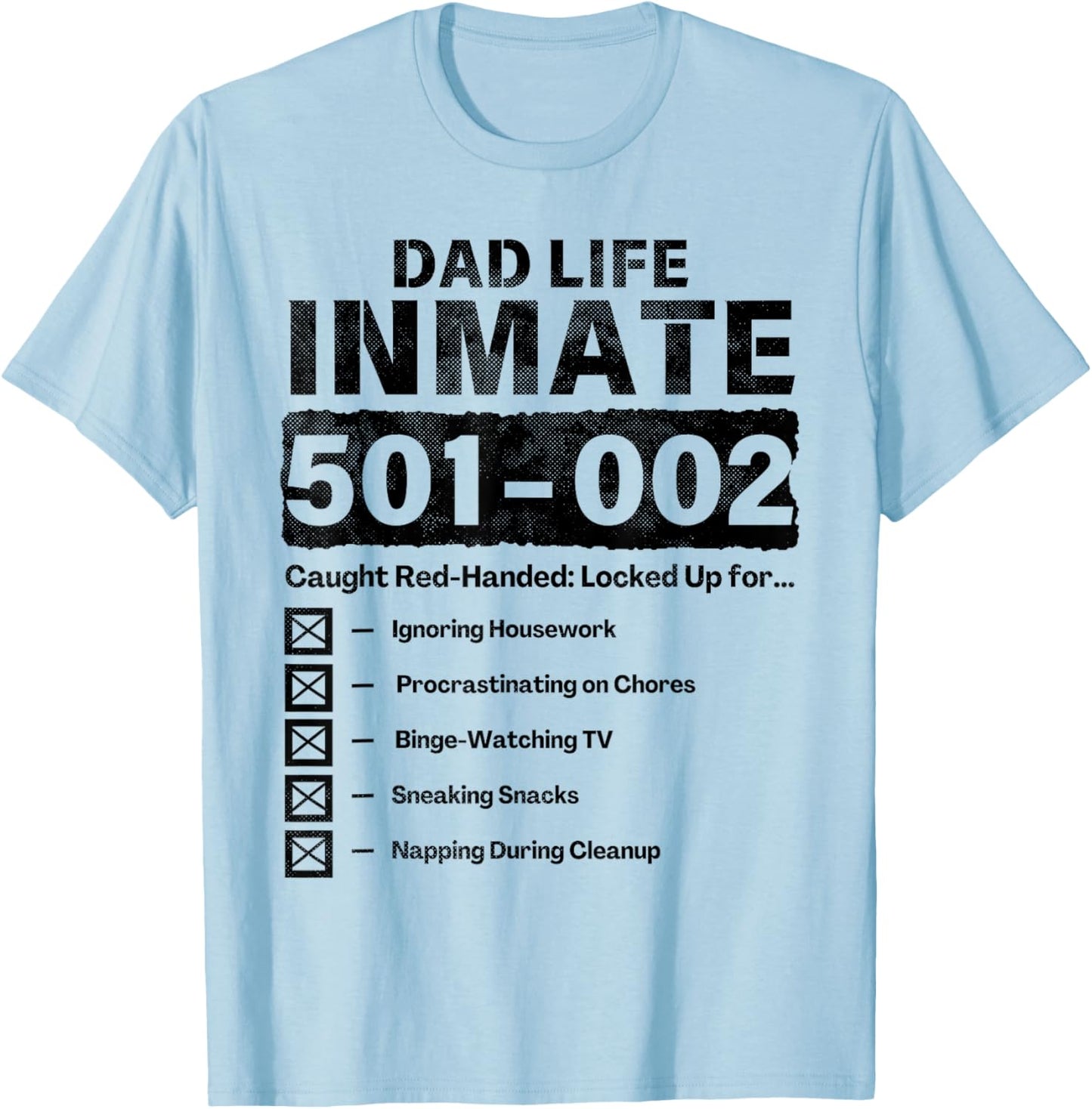 Dad Life Inmate Funny Matching Halloween Costume T-Shirt - T-Shirt | Light Blue
