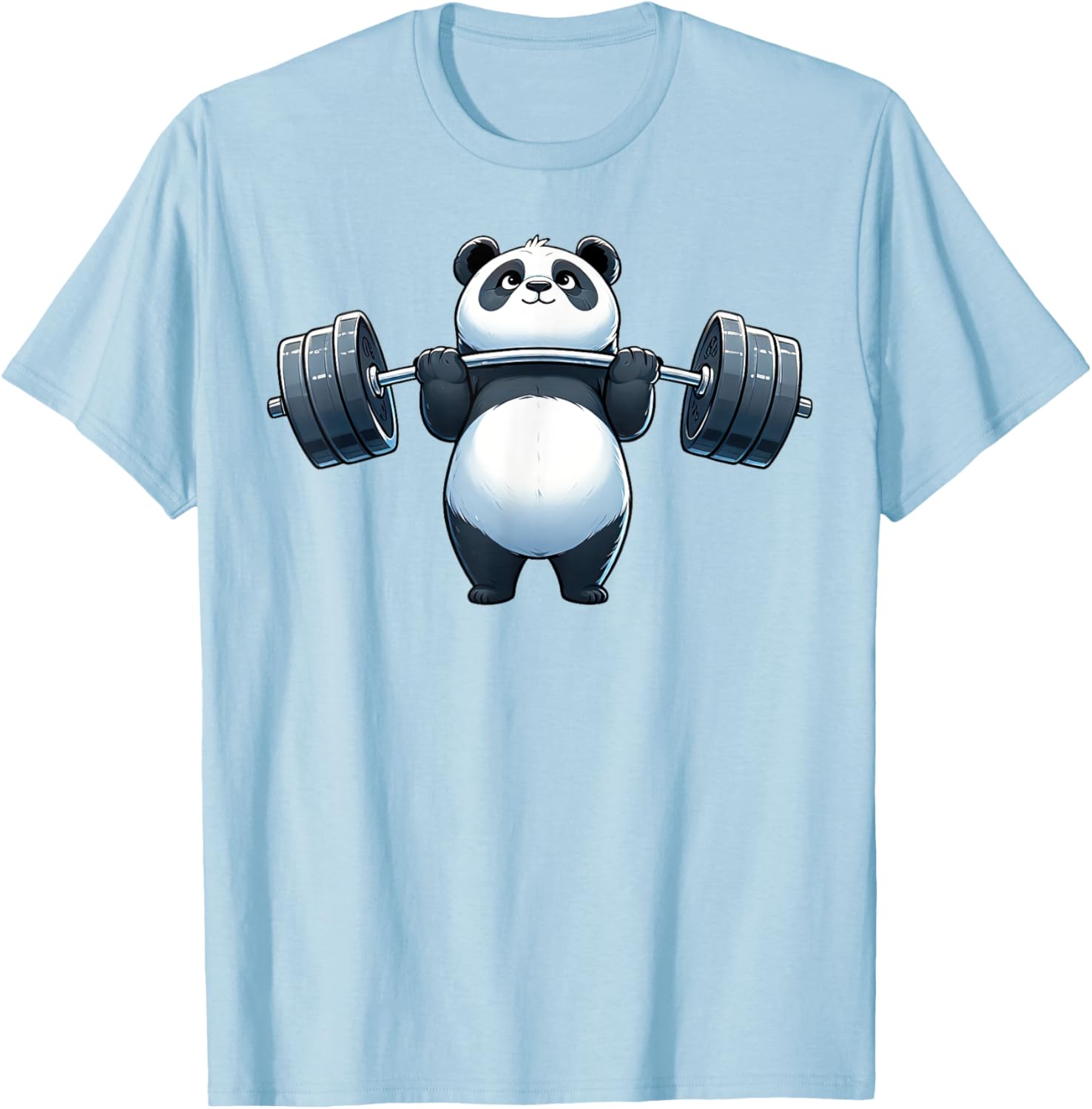 Panda Weightlifting Fitness Gym Training Bodybuilding T-Shirt - T-Shirt | Light Blue