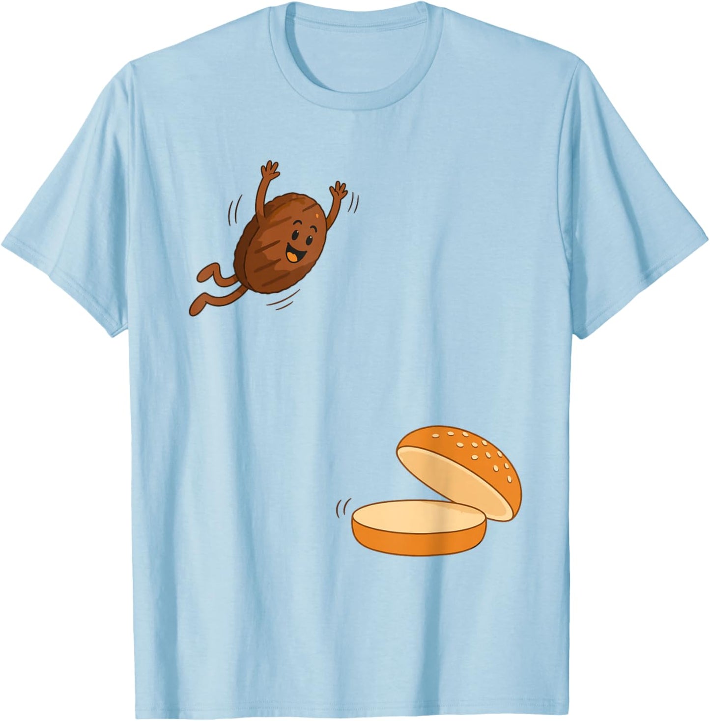 Burger Jumping Into Bun Funny Fast Food Joke Boys Youth Kids T-Shirt - T-Shirt | Light Blue
