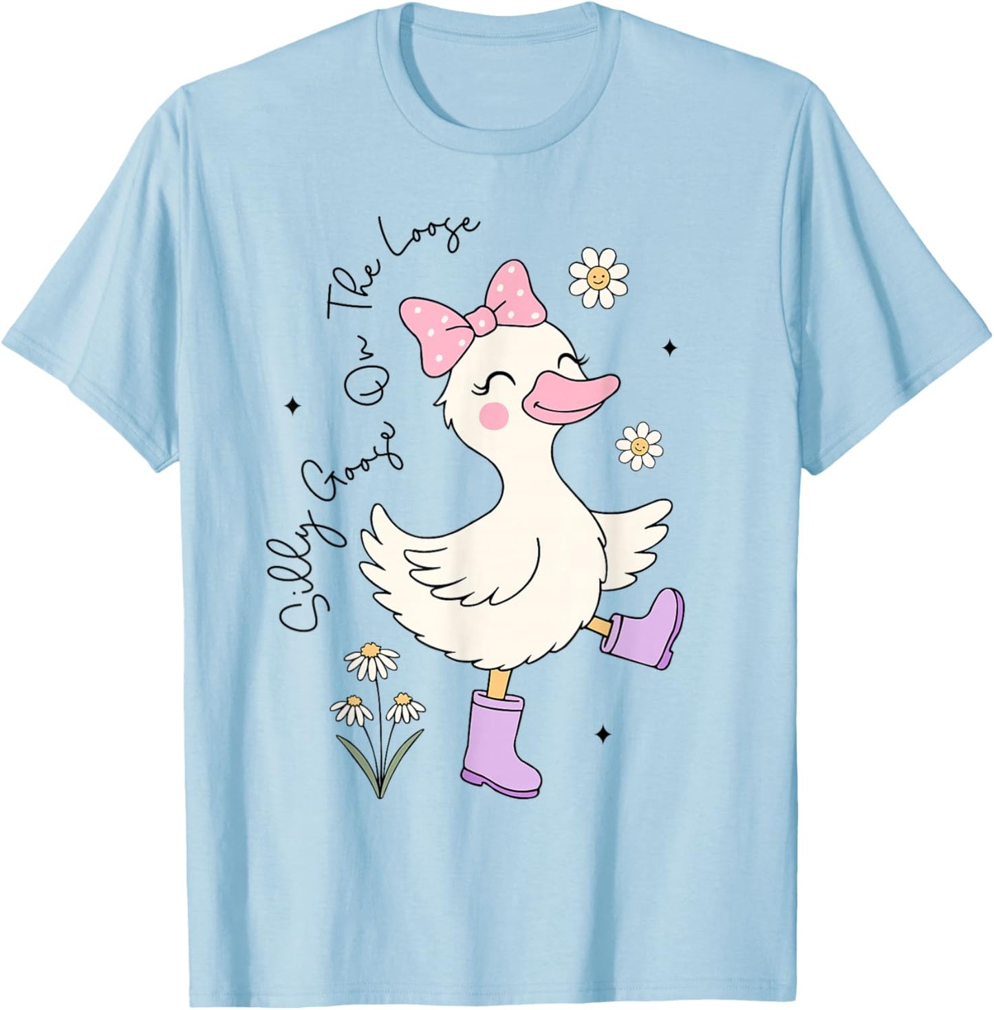 Funny Silly Goose On The Loose Silly Goose Girl Kids T-Shirt - T-Shirt | Light Blue