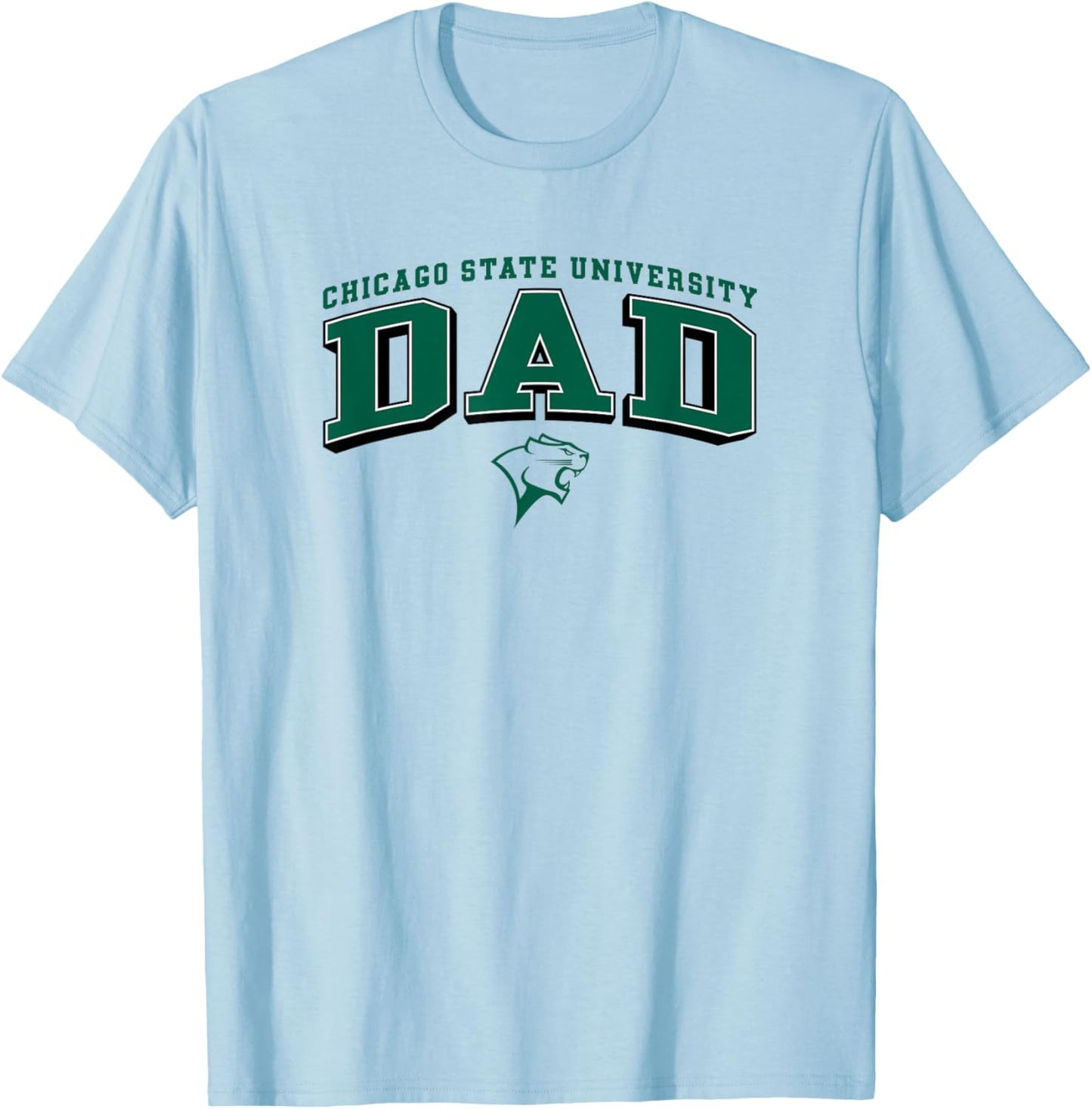 Chicago State Cougars Dad Arch Gray Officially Licensed T-Shirt - T-Shirt | Light Blue