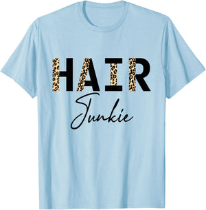 Hair Junkie Hairdresser Leopard Hair Stylist T-Shirt - T-Shirt | Light Blue