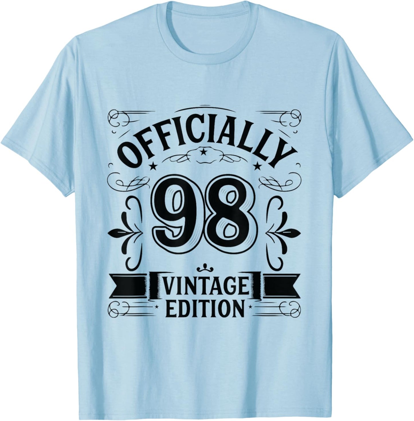 Officially 98 Year Old - Vintage Funny 98th Birthday T-Shirt - T-Shirt | Light Blue