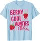 Berry Cool Aunties Club Trendy Striped Strawberry T-Shirt - T-Shirt | Light Blue