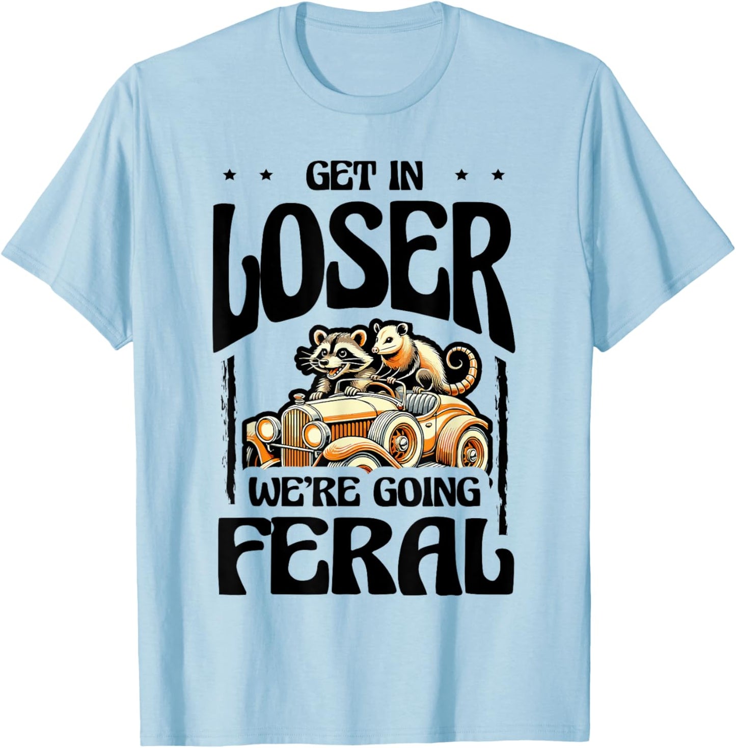 Feral Raccoon Girl Vintage Meme Summer Day Halloween T-Shirt - T-Shirt | Light Blue