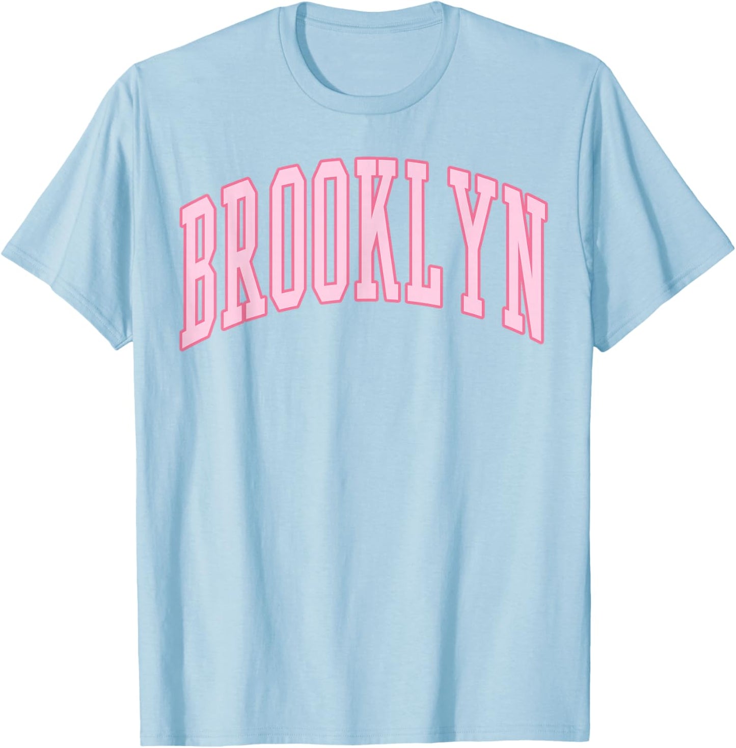 Brooklyn Vintage Preppy Varsity Pink Sports T-Shirt - T-Shirt | Light Blue