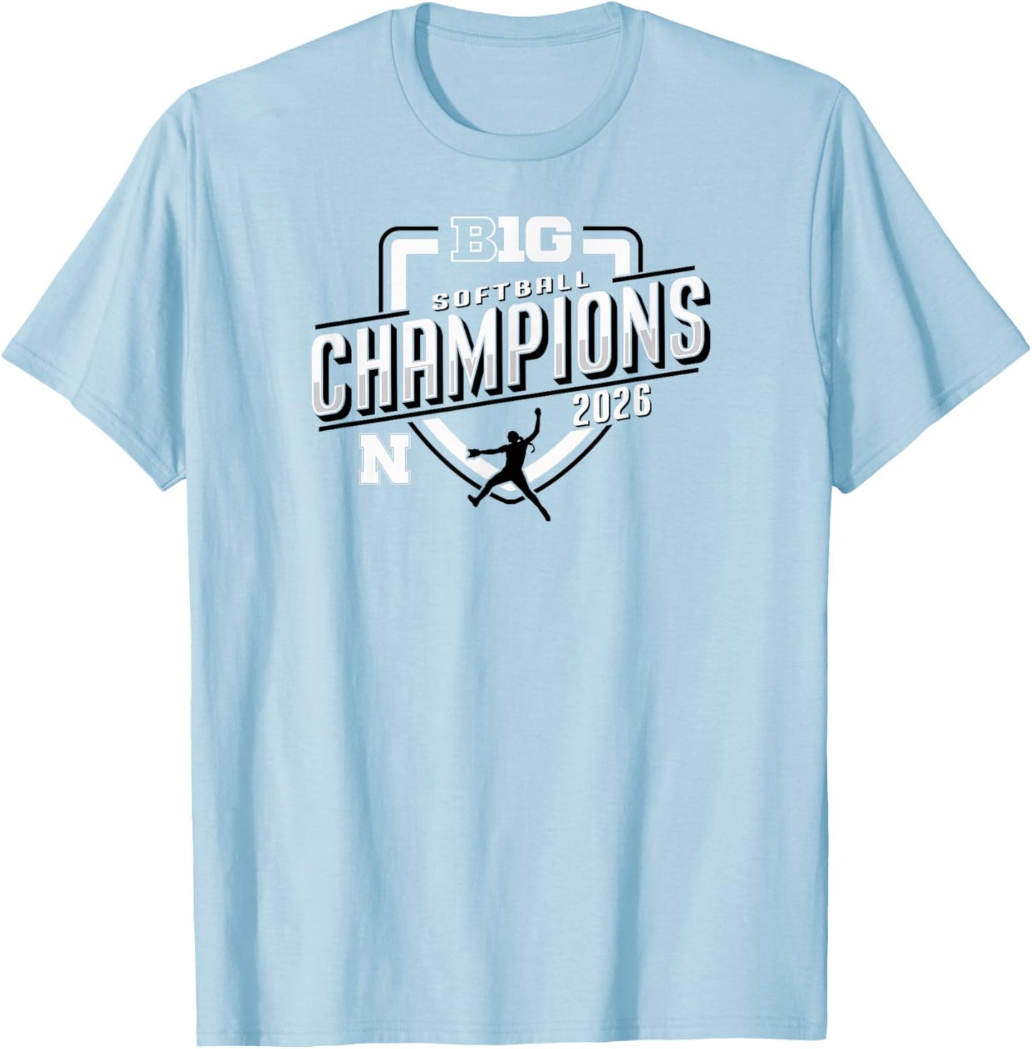 Nebraska Cornhuskers Big Ten Champs 2026 Softball Season T-Shirt - T-Shirt | Light Blue