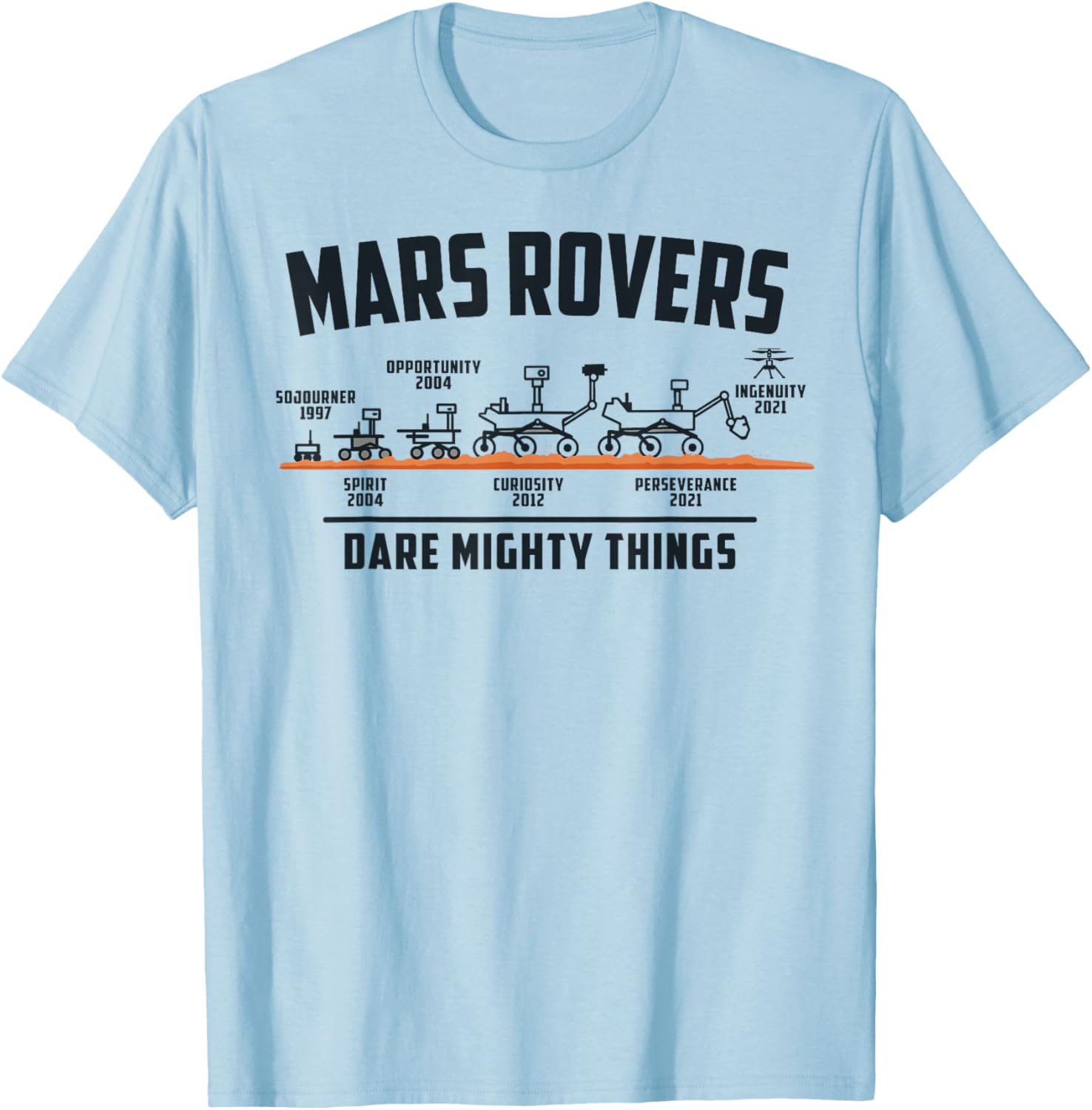 Mars Rovers Evolution Timeline – Rover Space Exploration T-Shirt - T-Shirt | Light Blue