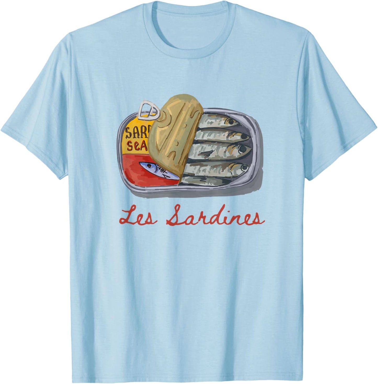 Les sardines fisherman aesthetic coastal sardine fish T-Shirt - T-Shirt | Light Blue