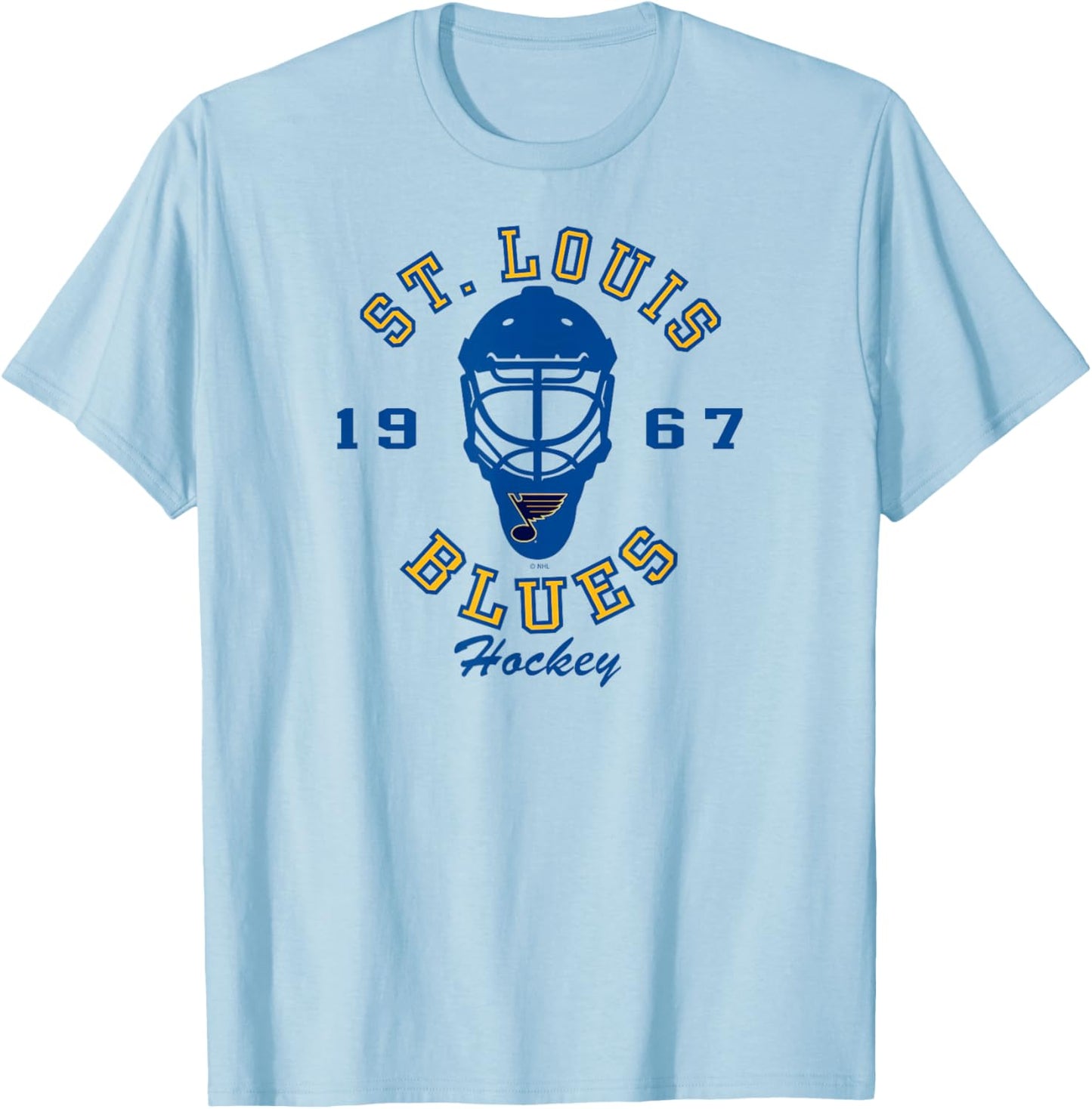 St. Louis Blues Hockey Mask Gray Officially Licensed T-Shirt - T-Shirt | Light Blue