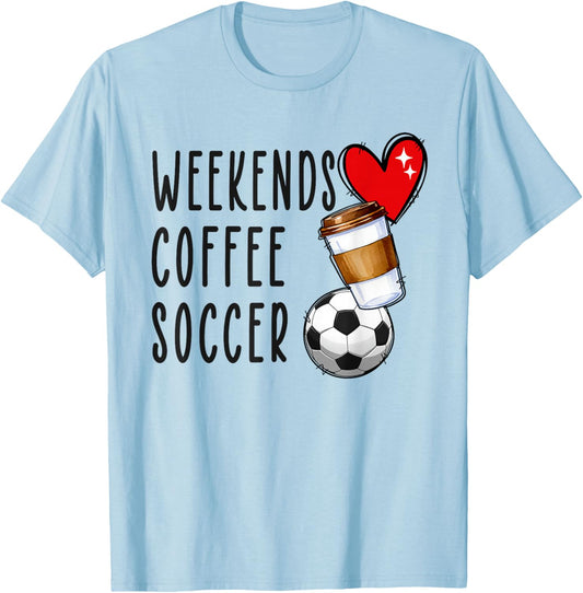 Weekends Coffee Soccer T-Shirt - T-Shirt | Light Blue